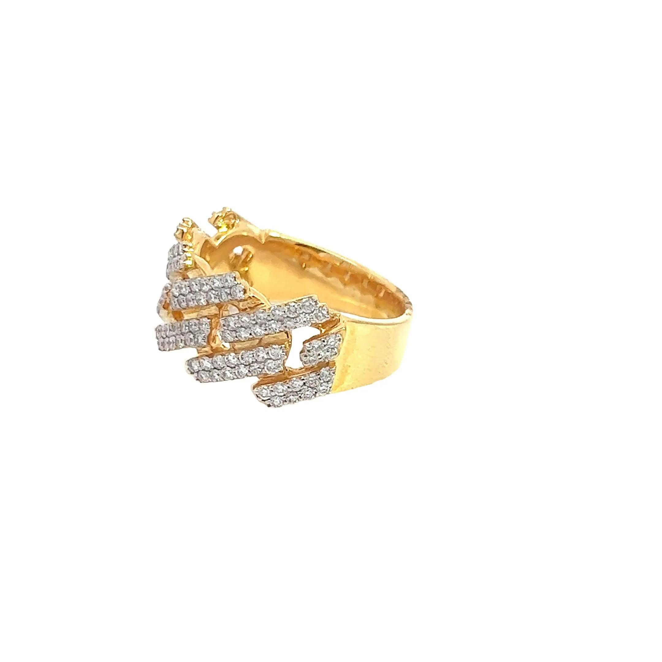 10K GOLD DIAMOND SQUARE LINK 12MM MIAMI CUBAN RING 1.30 CT