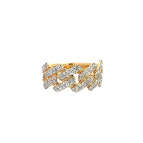 10K GOLD DIAMOND SQUARE LINK 12MM MIAMI CUBAN RING 1.30 CT