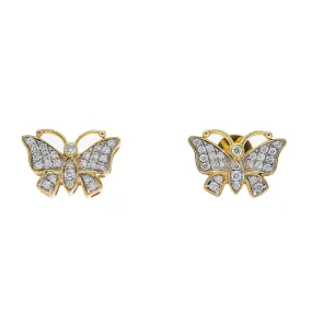 10K GOLD ROUND DIAMOND BUTTERFLY EARRINGS 0.29 CTW