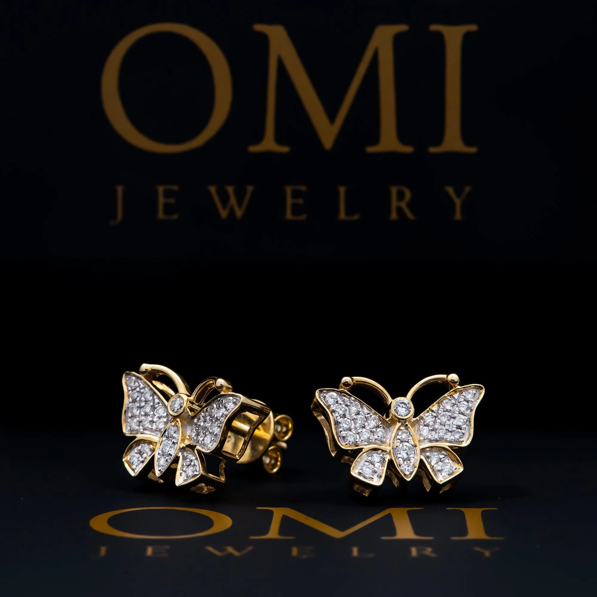 10K GOLD ROUND DIAMOND BUTTERFLY EARRINGS 0.29 CTW