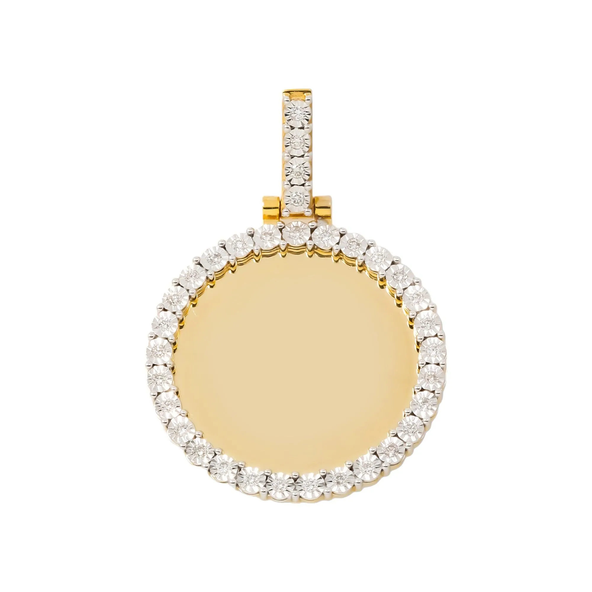 10K GOLD ROUND DIAMOND CUT CIRCLE PICTURE PENDANT 0.56 CT