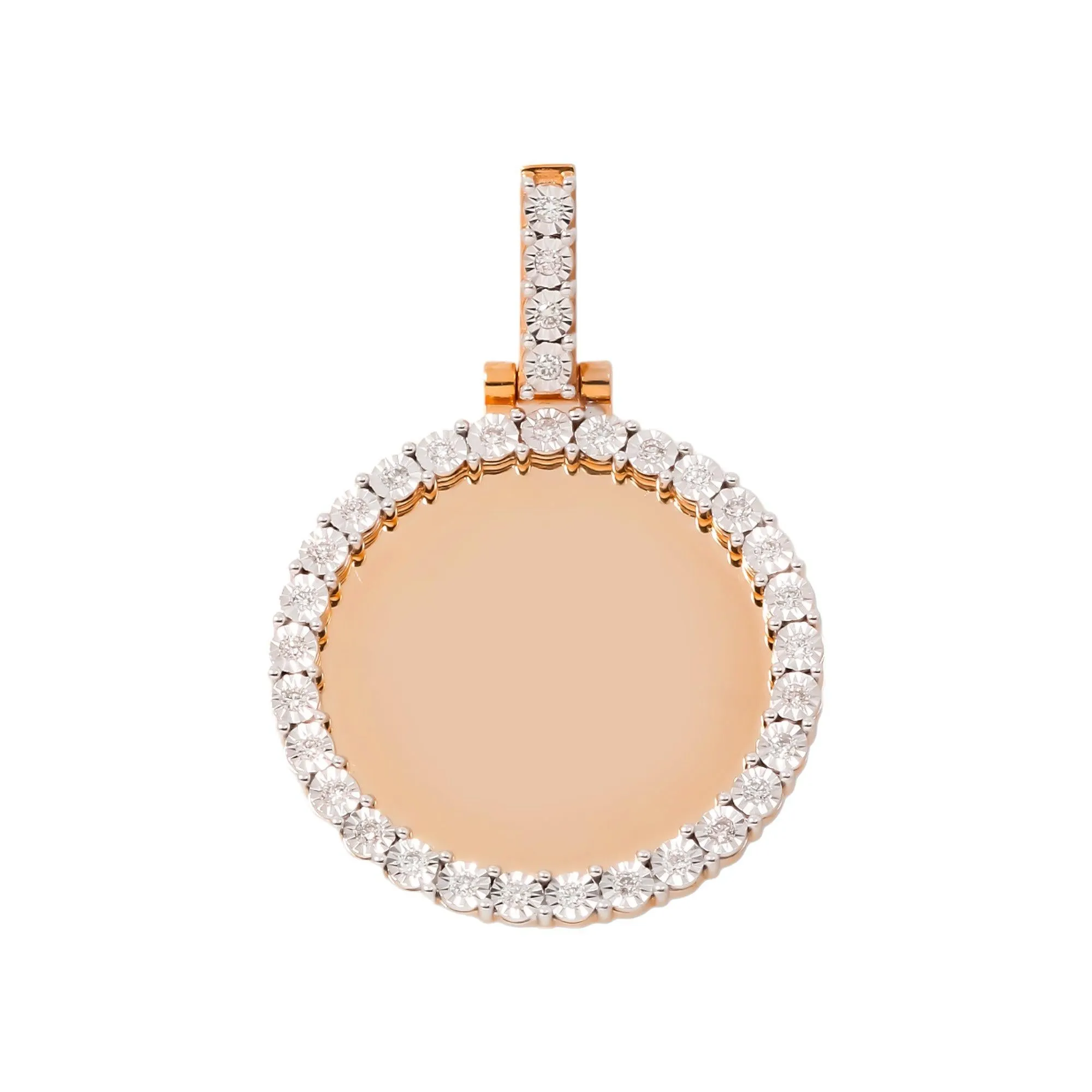 10K GOLD ROUND DIAMOND CUT CIRCLE PICTURE PENDANT 0.56 CT