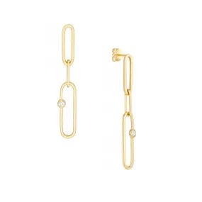 14k Gold Dangle Paper Clip Earrings