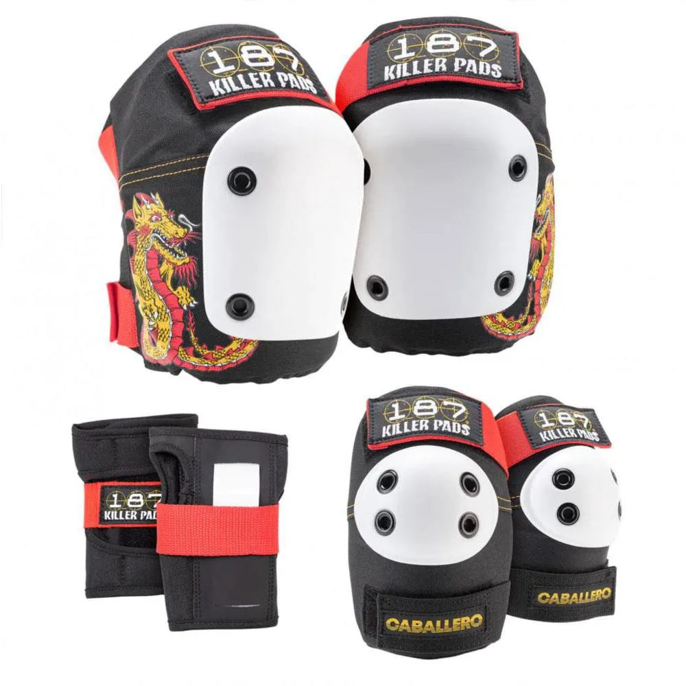 187 Killer Pads Jr. Six Pack Set - Caballero Black/ Red/ Gold