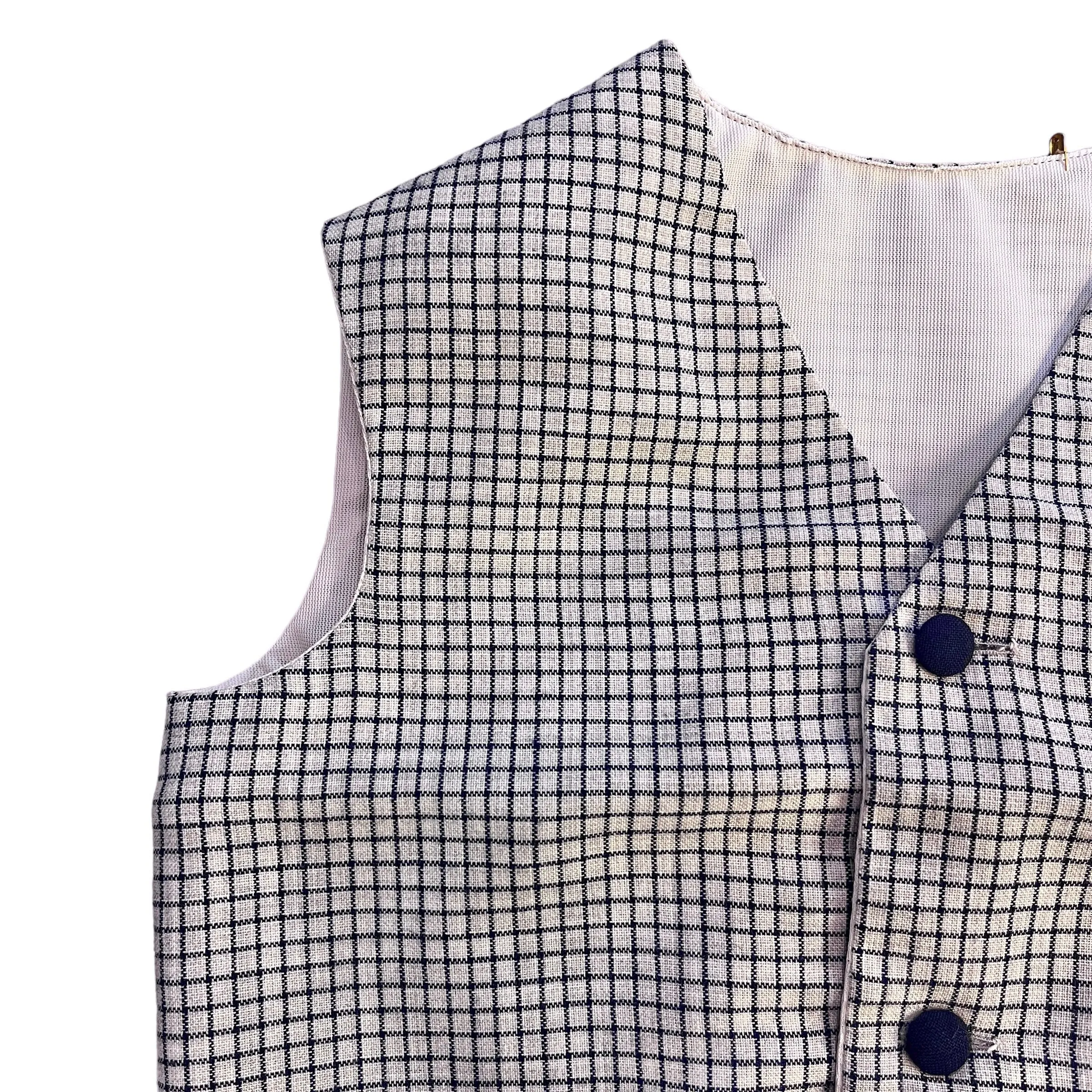 1960's Navy Checkered Waistcoat / 4-5Y