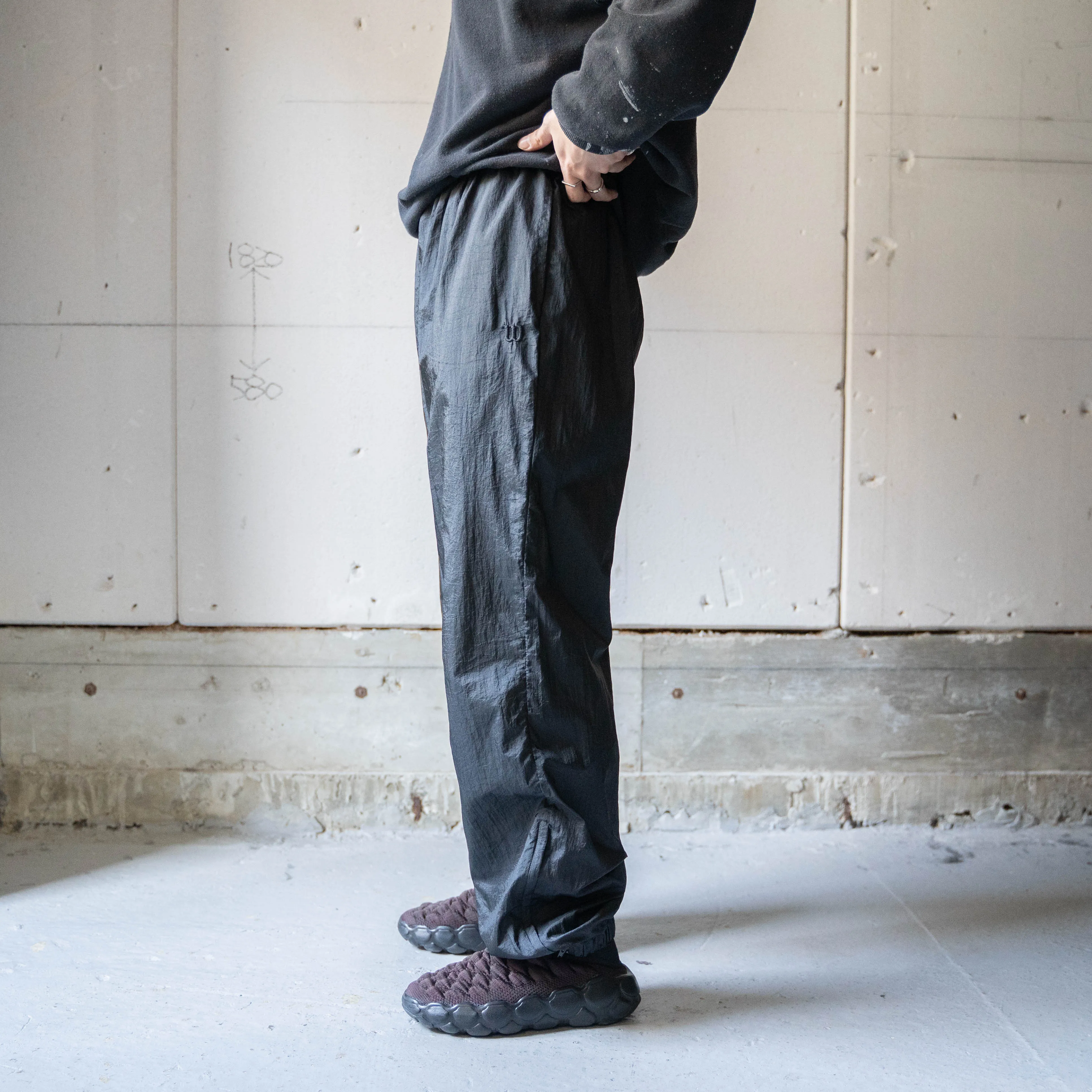 1990-00s 'Wilson' black color nylon pants