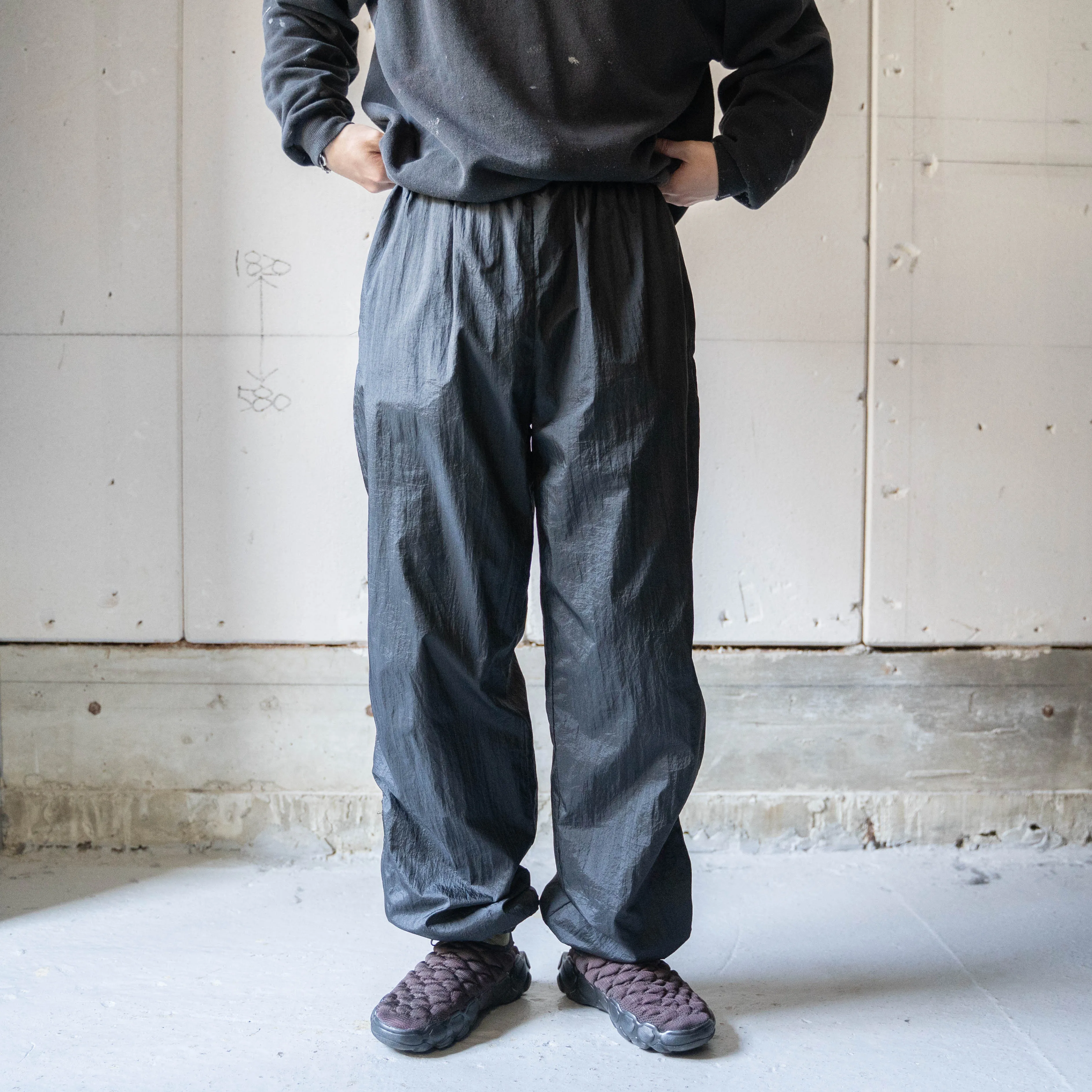 1990-00s 'Wilson' black color nylon pants