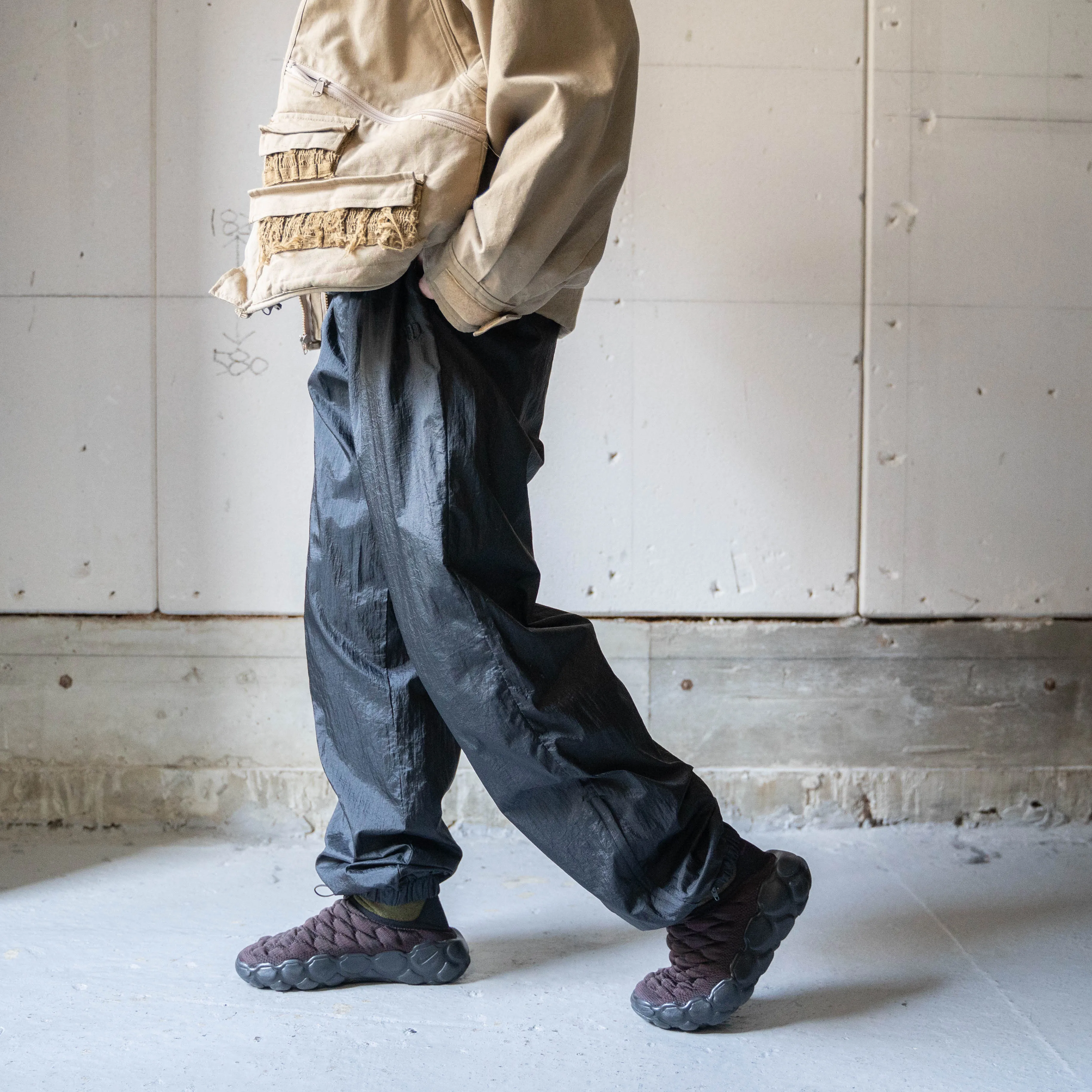 1990-00s 'Wilson' black color nylon pants