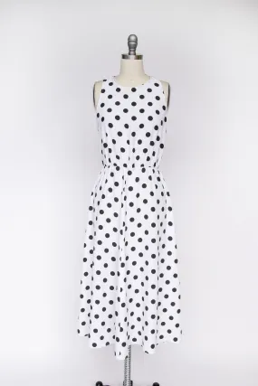 1990s Dress Polka Dot Full Skirt S