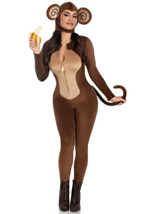 2 Piece Cheeky Monkey Velvet Plush Catsuit Costume Set