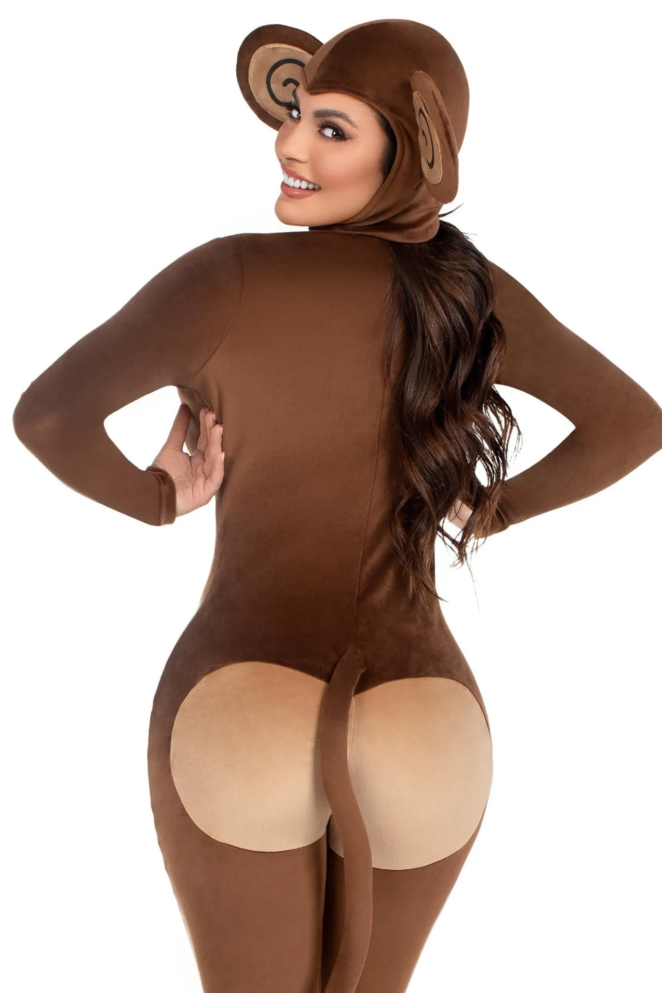 2 Piece Cheeky Monkey Velvet Plush Catsuit Costume Set