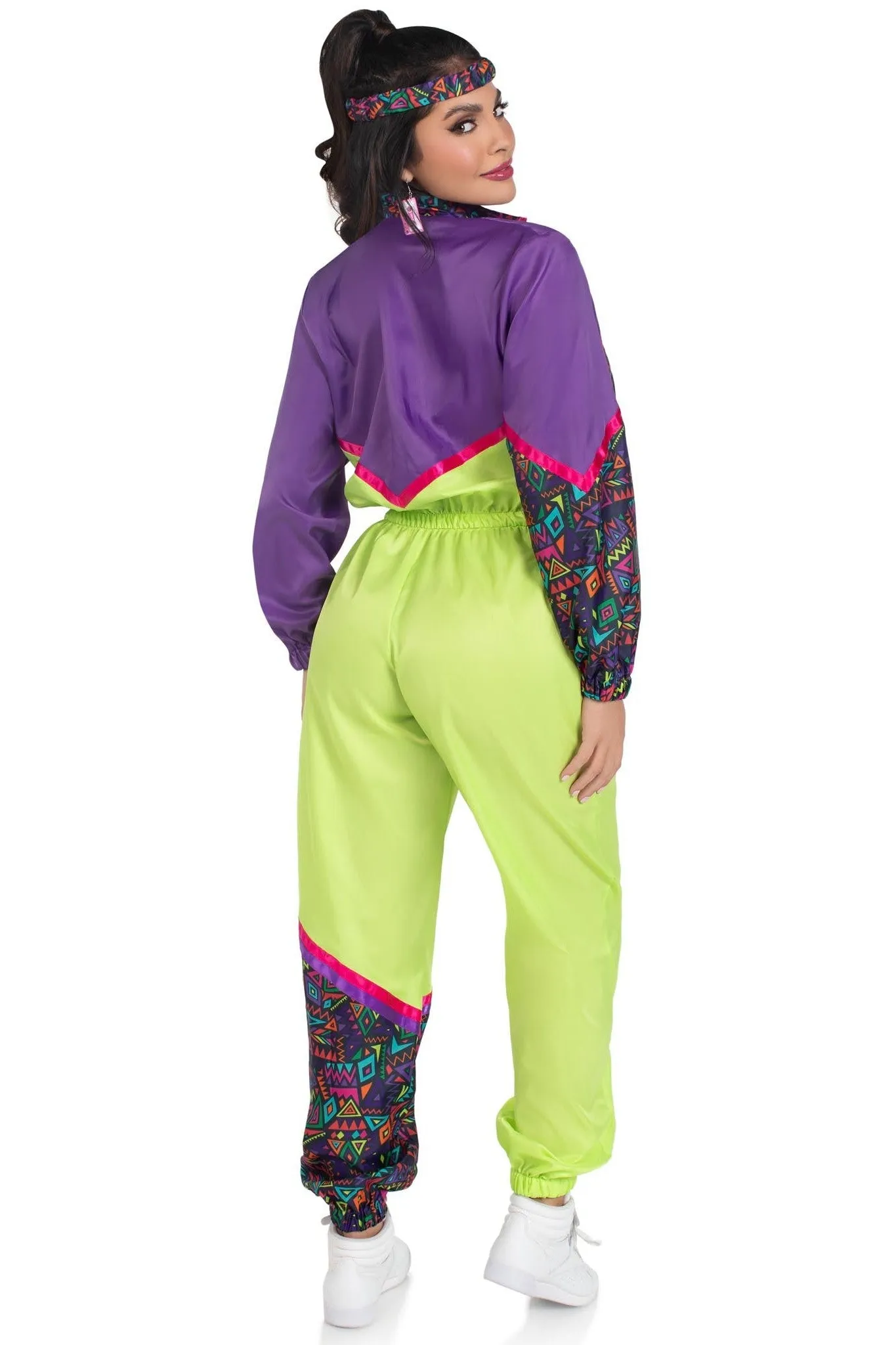 2 Piece Rad 80S Tracksuit, Includes Zip-Up Tracksuit & Headband