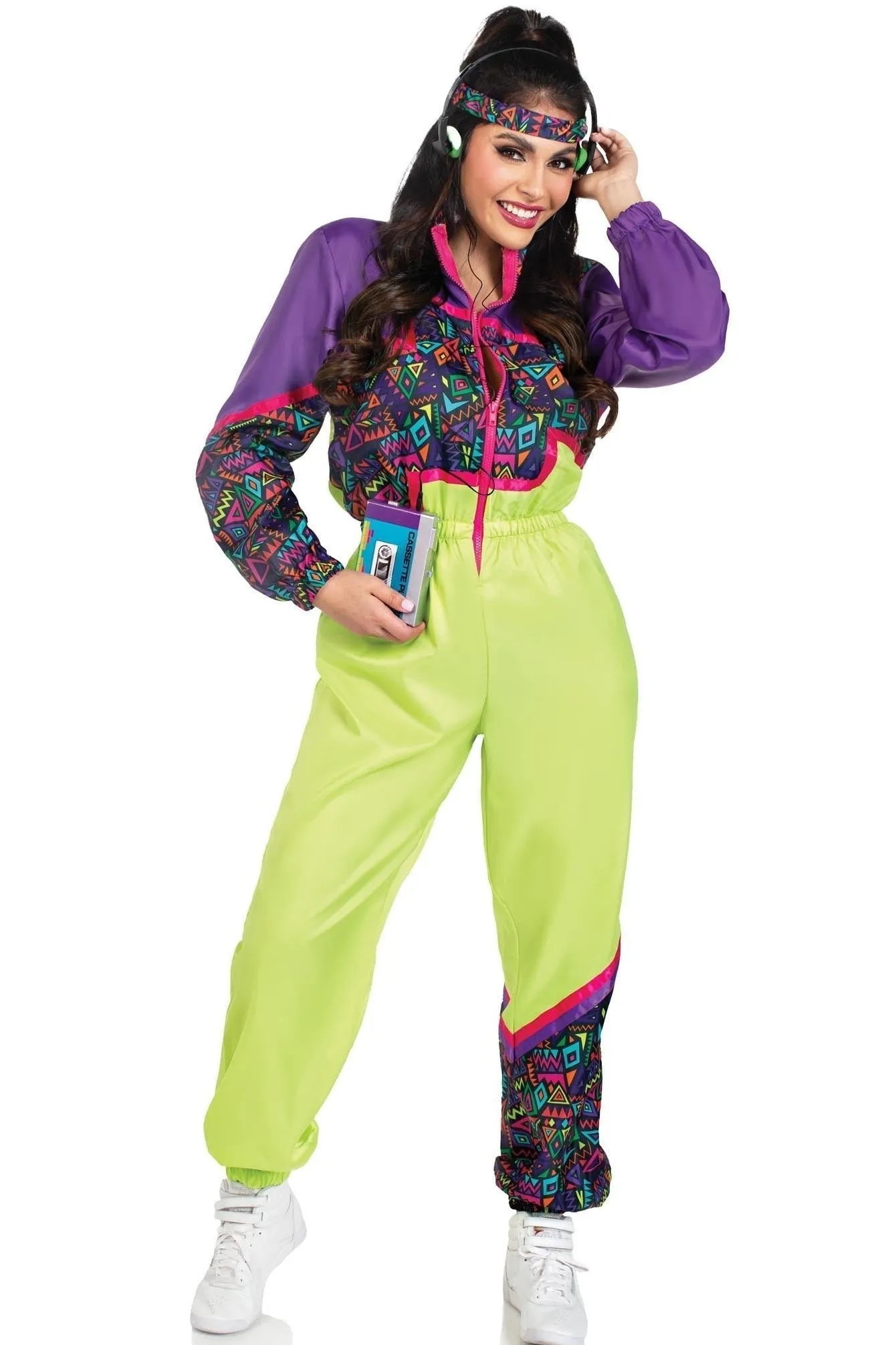 2 Piece Rad 80S Tracksuit, Includes Zip-Up Tracksuit & Headband