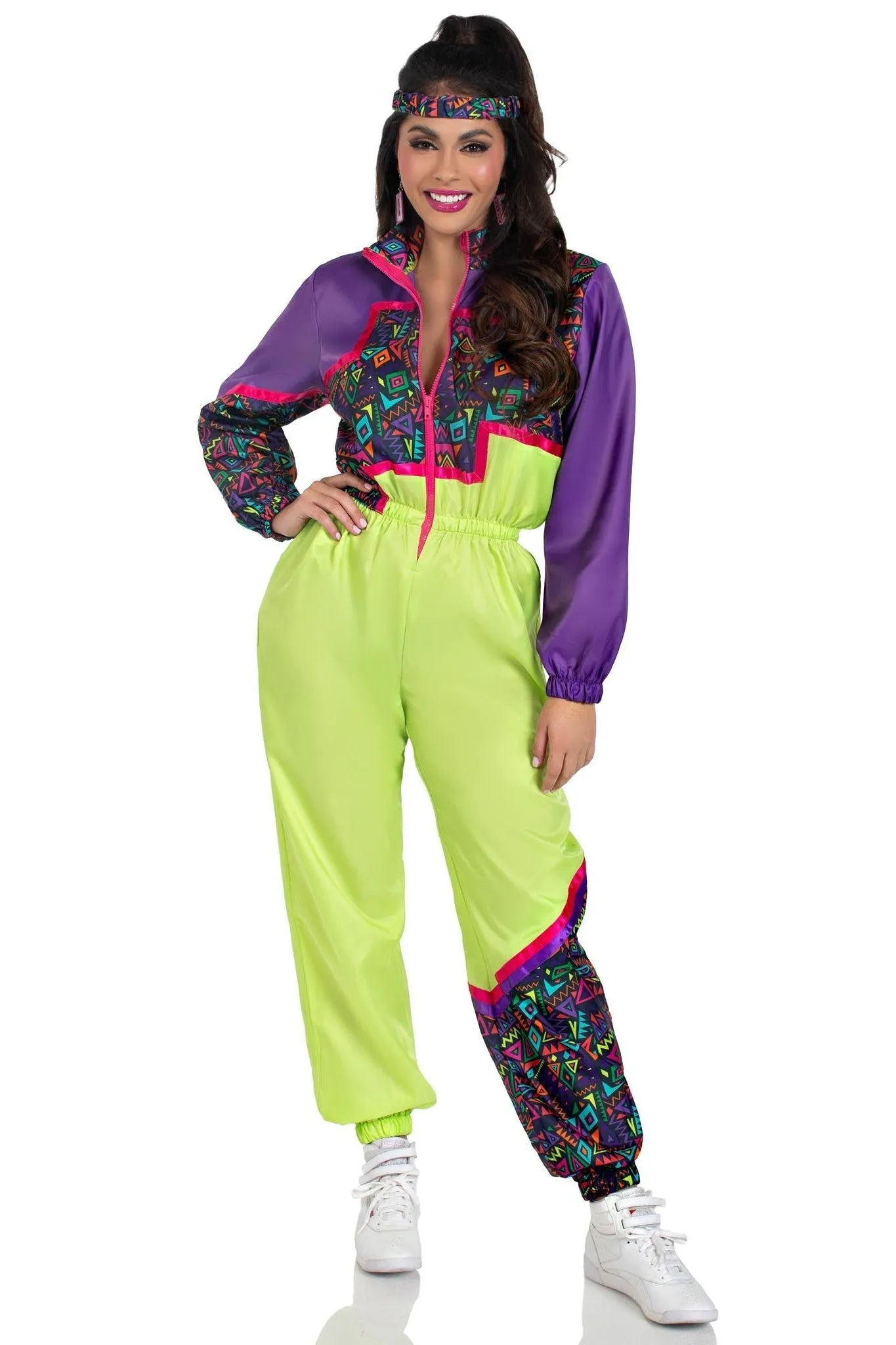 2 Piece Rad 80S Tracksuit, Includes Zip-Up Tracksuit & Headband