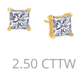 2.5 cttw Simulated Diamond Princess Cut Post Earrings