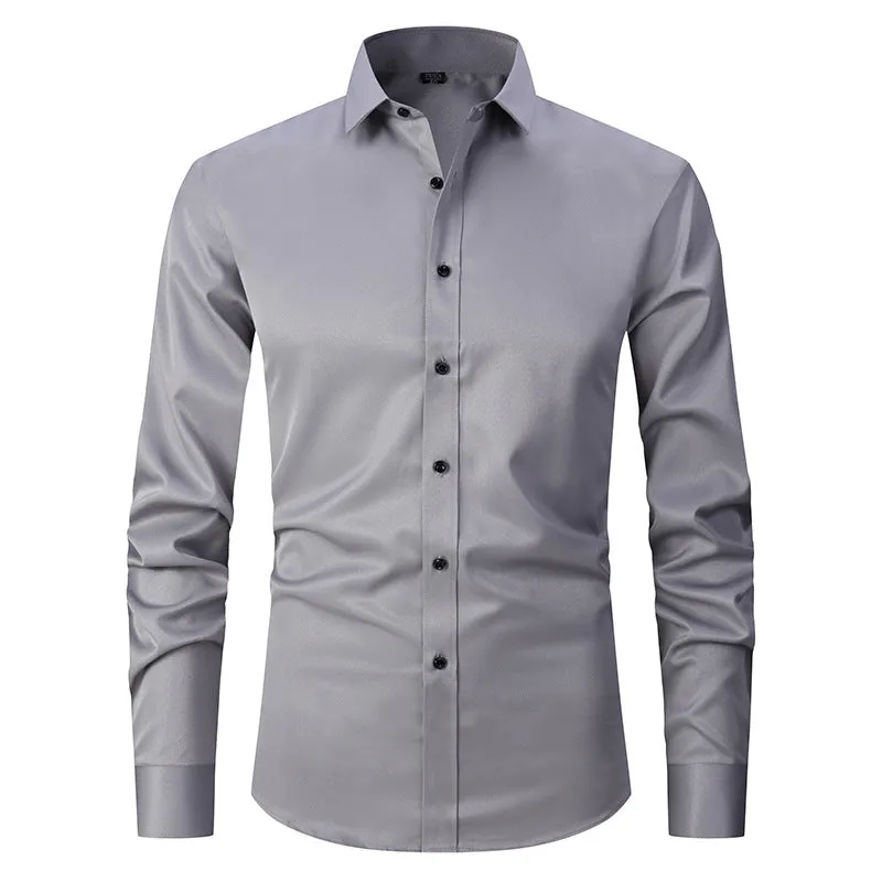 3 Pack Men's Elastic Dress Shirts, Slim Fit Long Sleeves Shirts