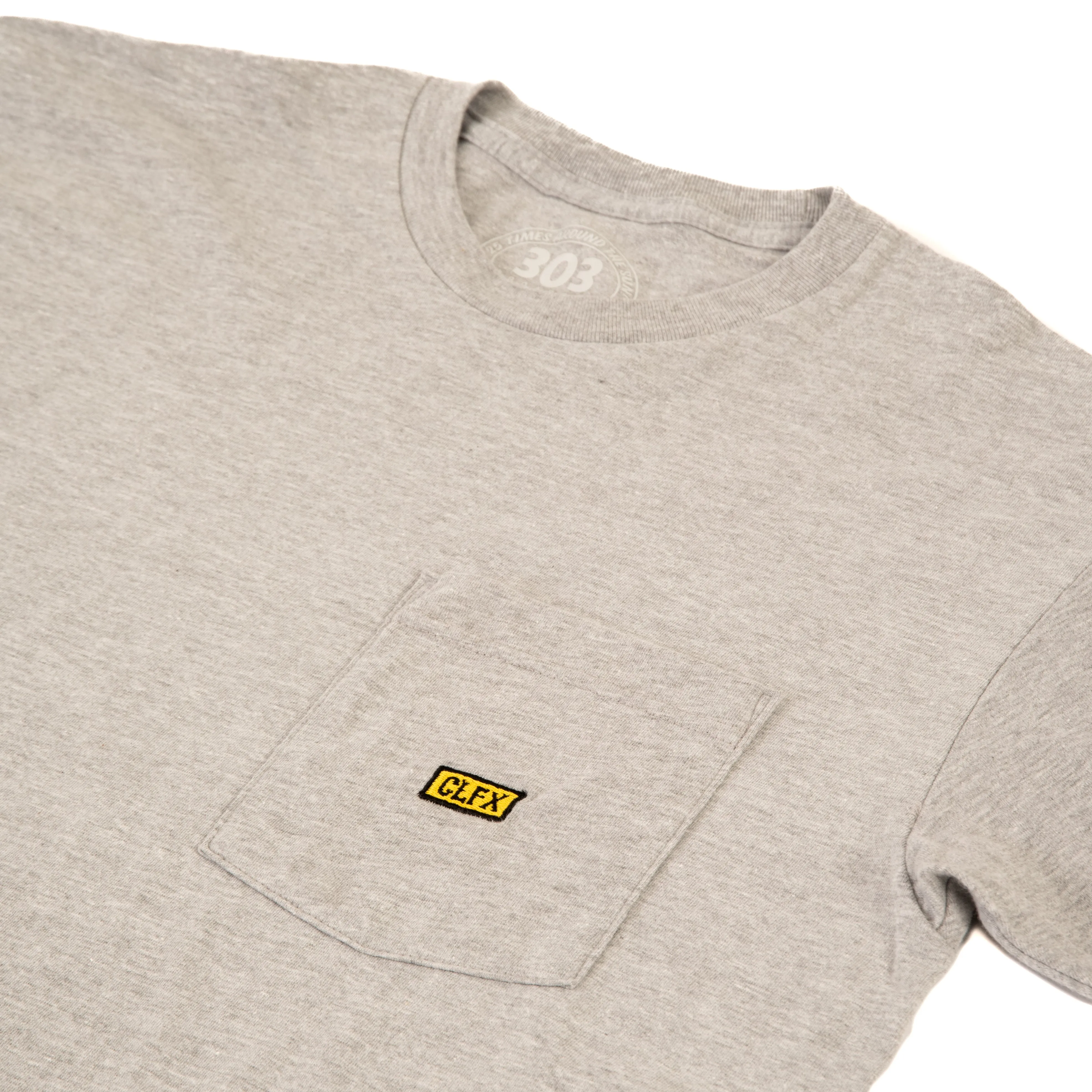 303 Boards - 303 Embroidered Block Pocket Tee (Heather Grey)