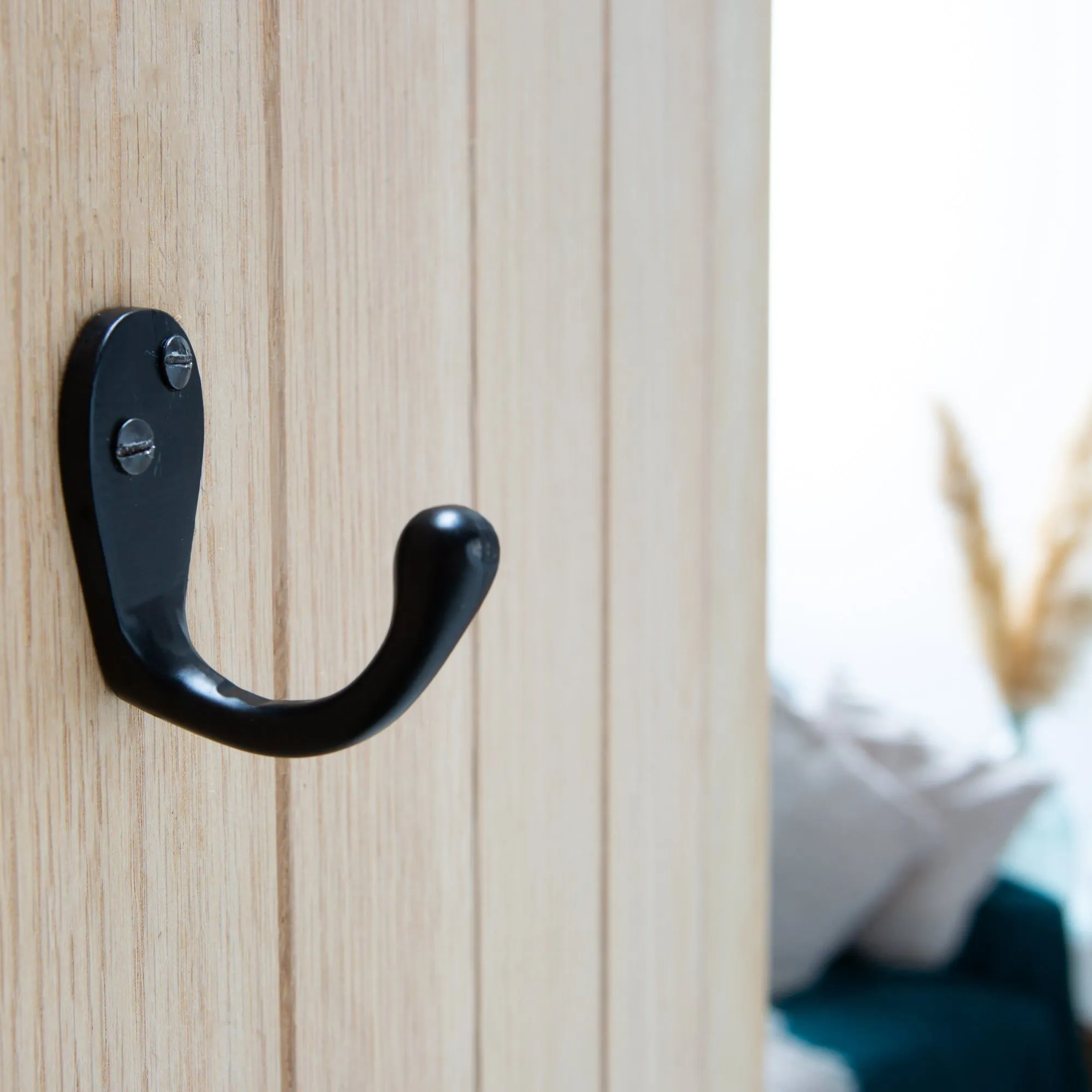 30mm x 55mm Black Narrow Single Robe Hook - By Hammer & Tongs