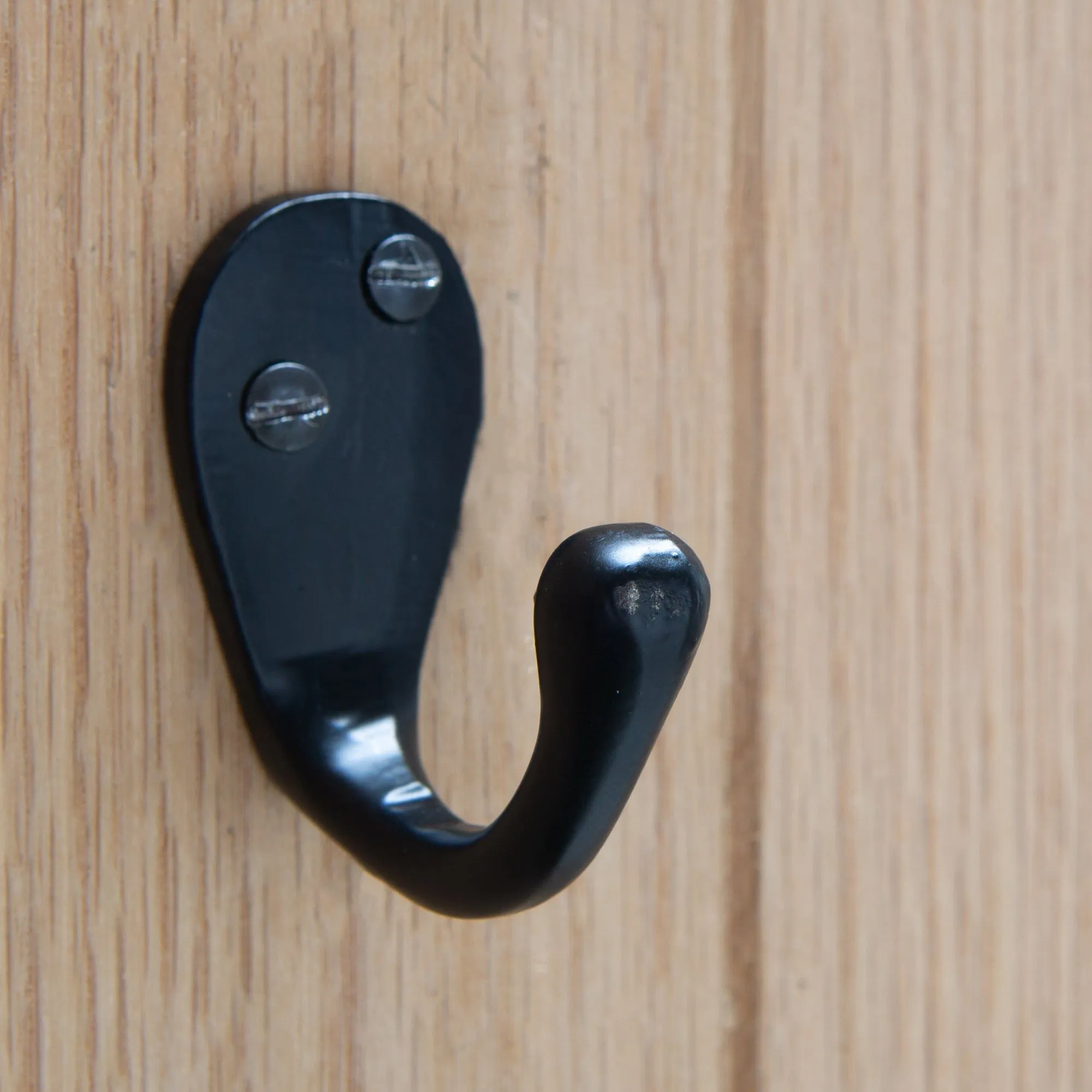 30mm x 55mm Black Narrow Single Robe Hook - By Hammer & Tongs