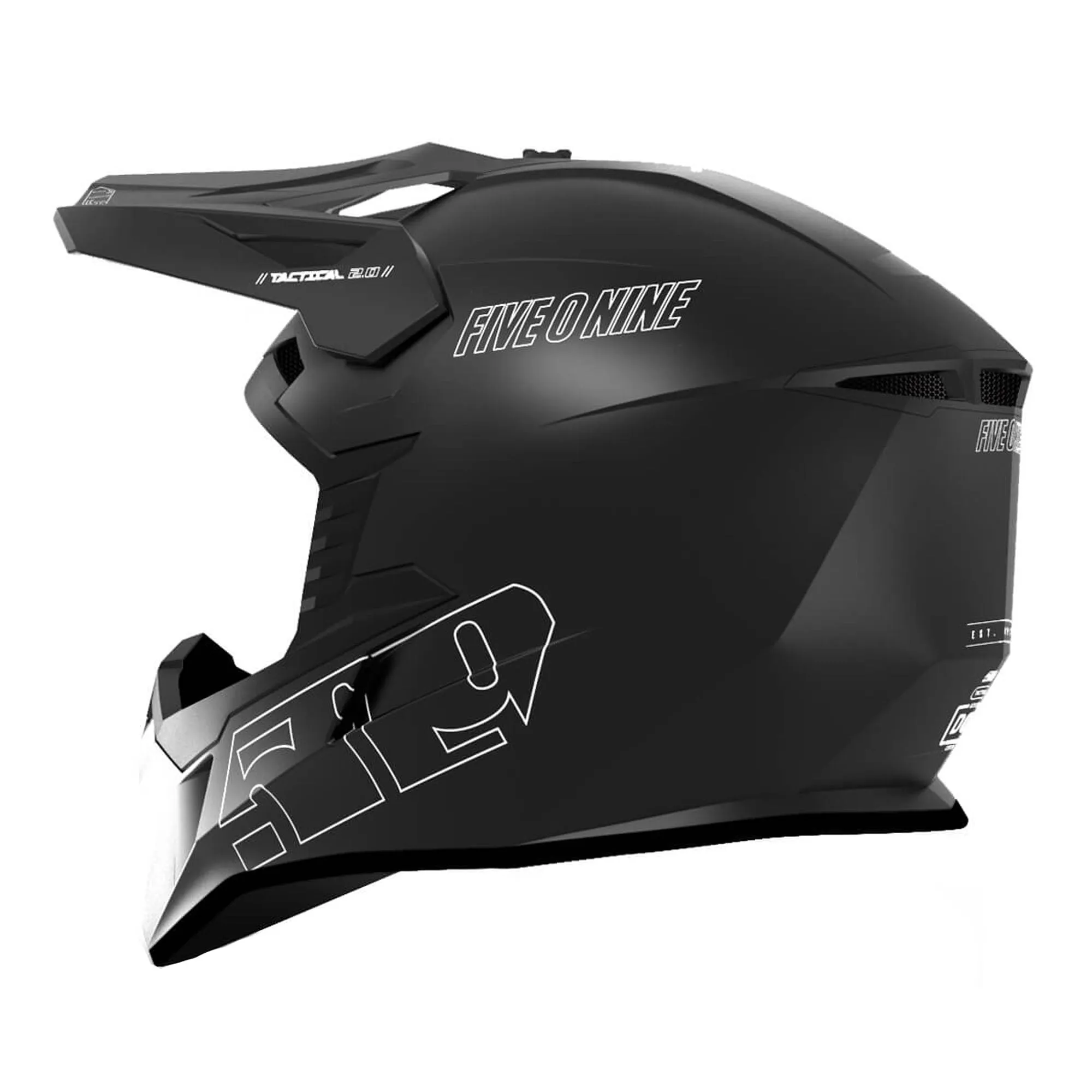 509  Tactical 2.0 Enduro Helmet Durable Polycarbonate Motocross Black FMVSS 218