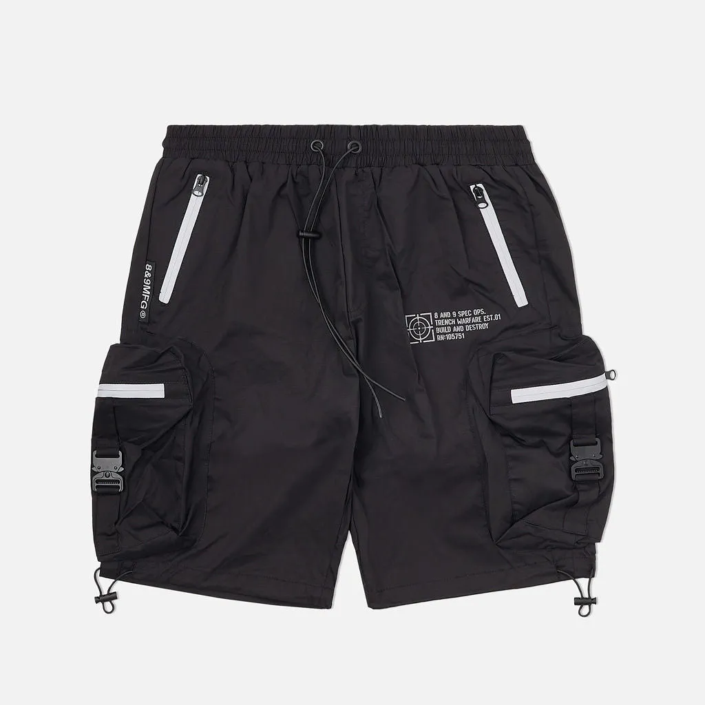 8&9 - Combat Nylon Short - Black with Grey Zippers