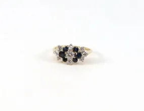 9ct Gold Blue Topaz & CZ Cluster Ring