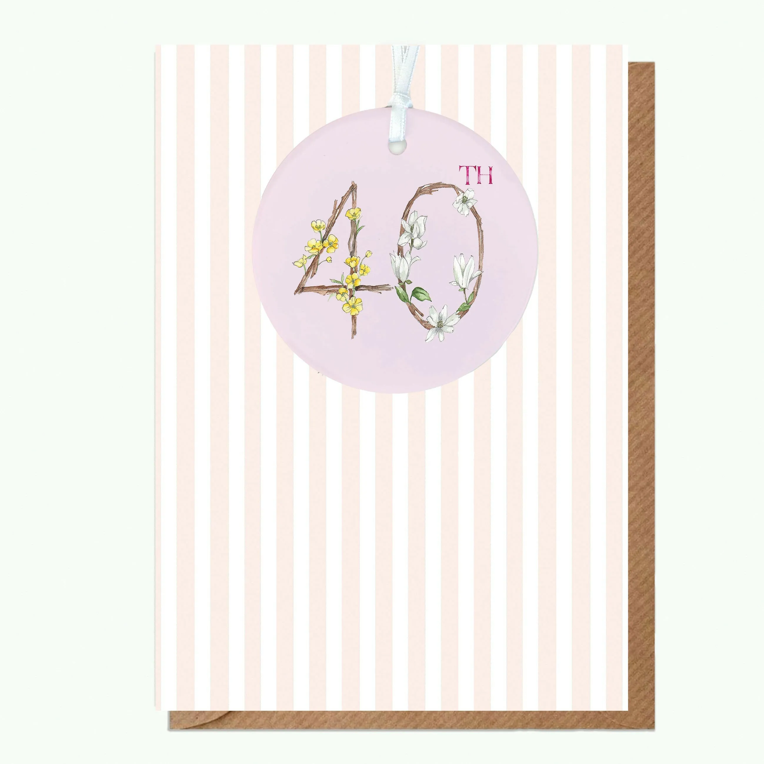 A6 Greeting Card with Ceramic Keepsake - 40th