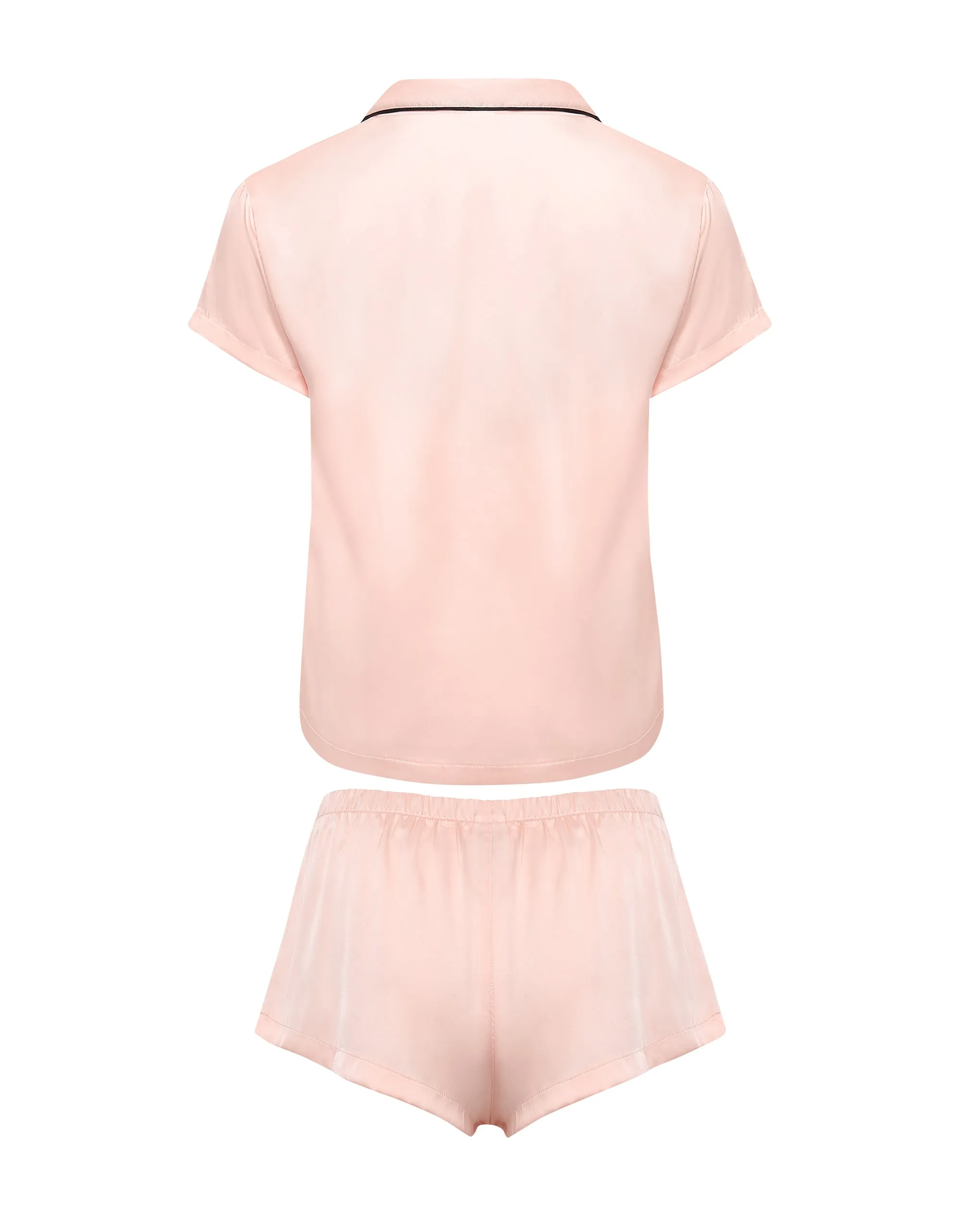 Abigail Shirt and Short Set Pale Pink/Black