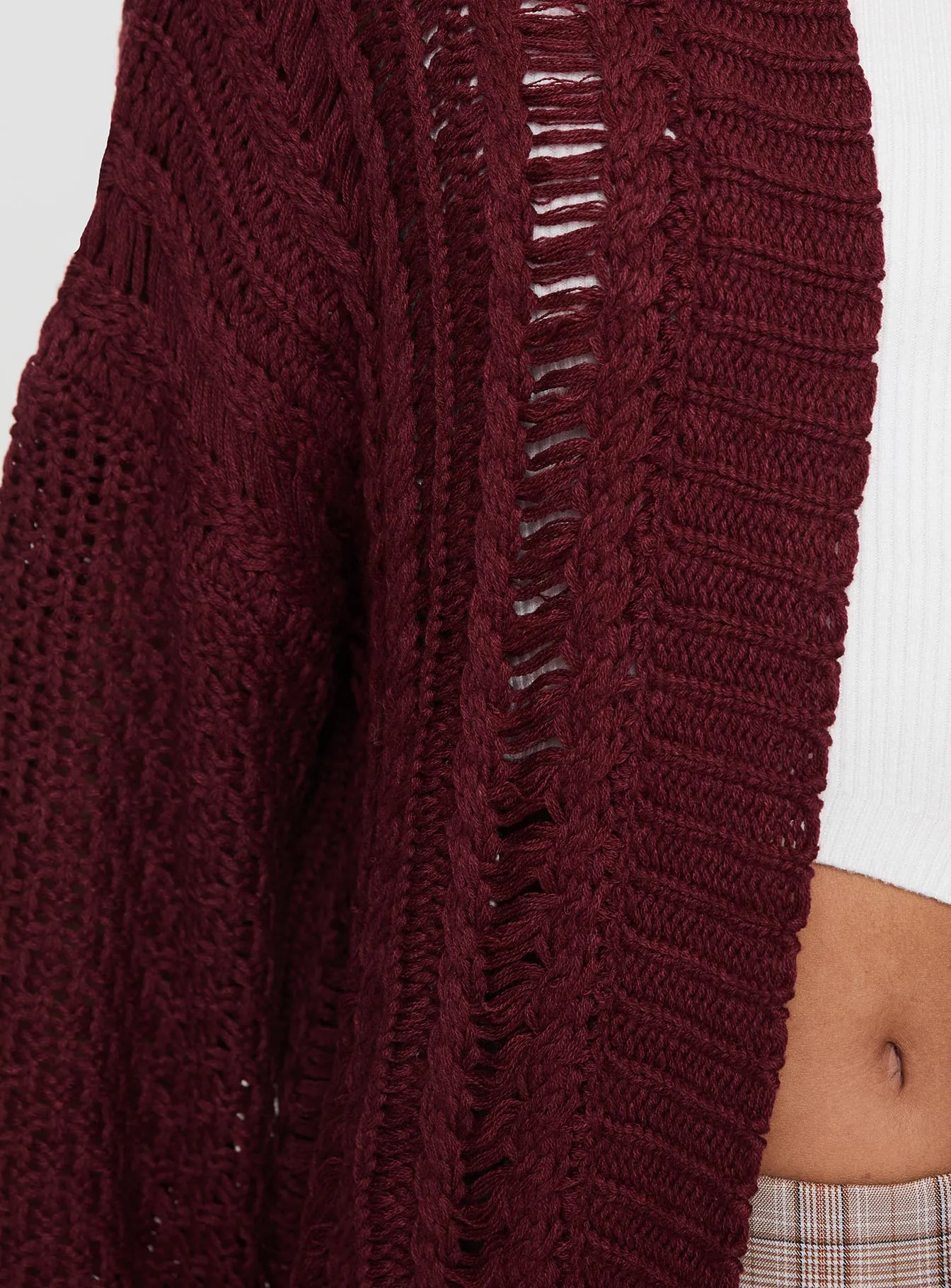 Abner Cable Cardigan Burgundy