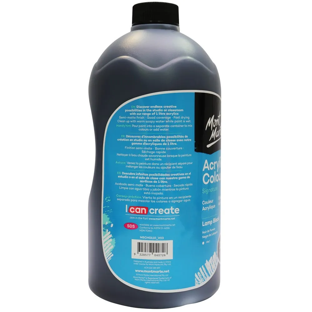 Acrylic Colour Signature 1L (33.8 US fl.oz) Bottle - Lamp Black