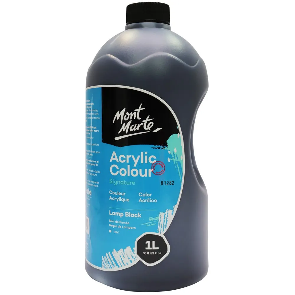 Acrylic Colour Signature 1L (33.8 US fl.oz) Bottle - Lamp Black