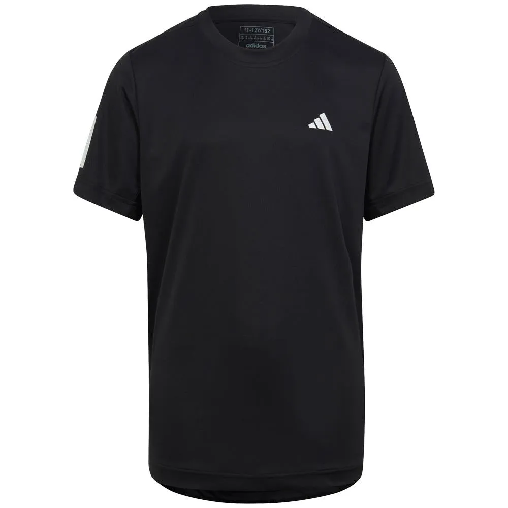 adidas Boys Club 3 Stripe Tee - Black