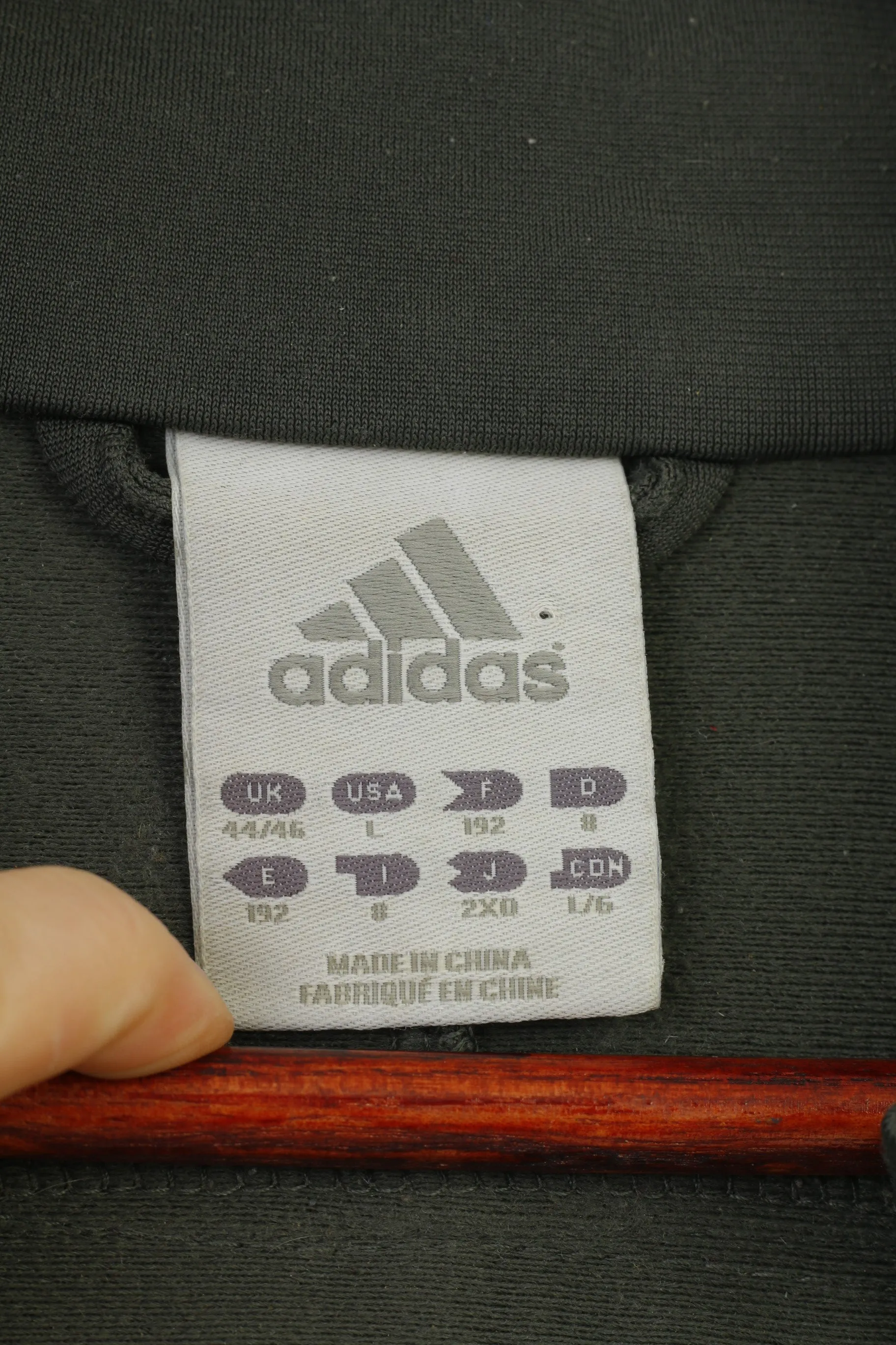 Adidas Men 44 L Sweatshirt Full Zipper Grey Sportswear Vintage Training 3 Stripes Top