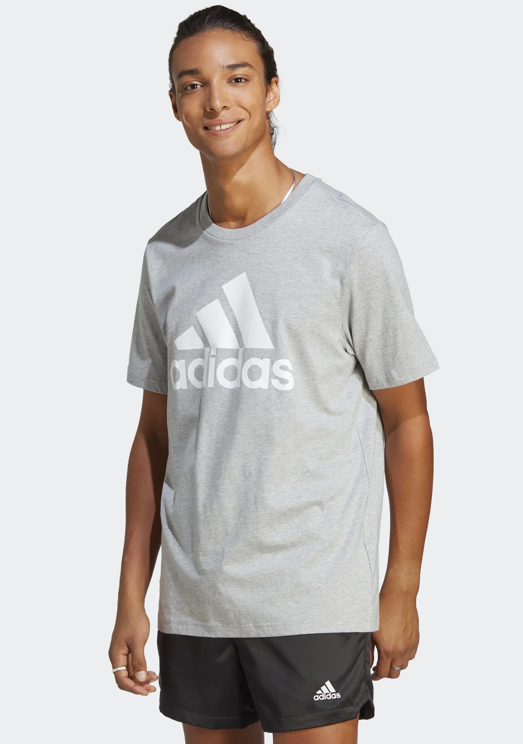 Adidas Men's Essentials Single Jersey Big Logo Tee Gray <br> IC9350