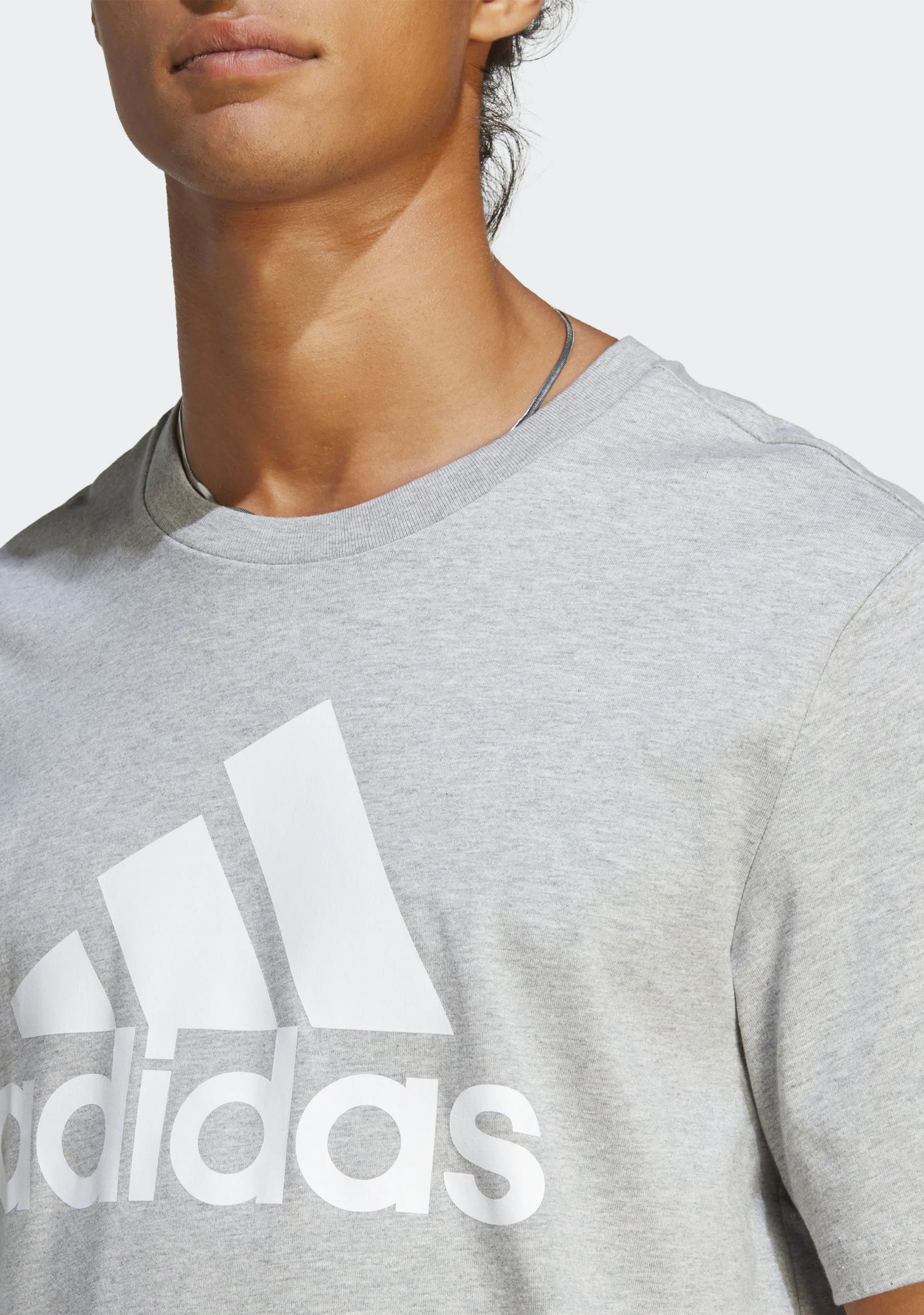 Adidas Men's Essentials Single Jersey Big Logo Tee Gray <br> IC9350