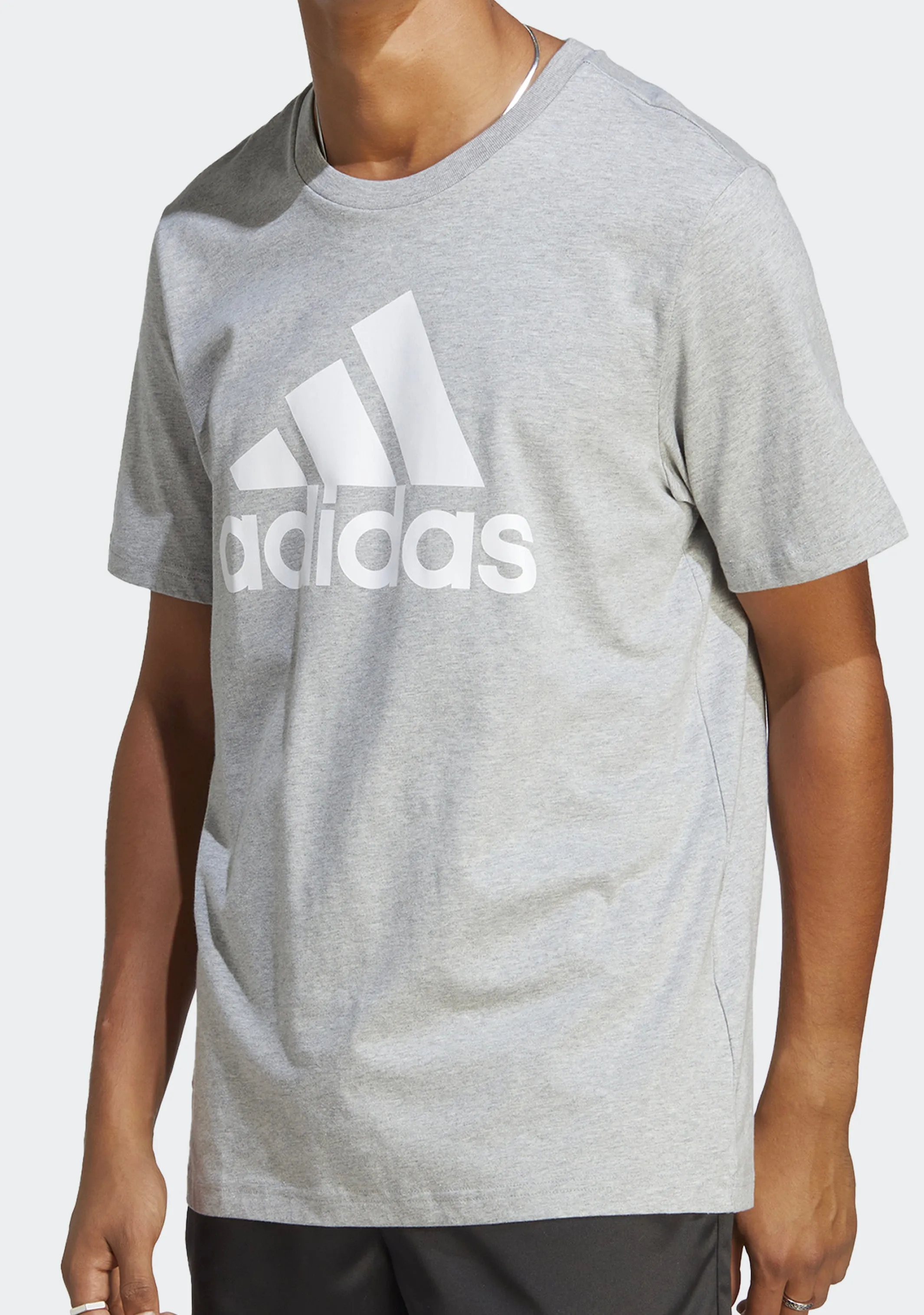 Adidas Men's Essentials Single Jersey Big Logo Tee Gray <br> IC9350