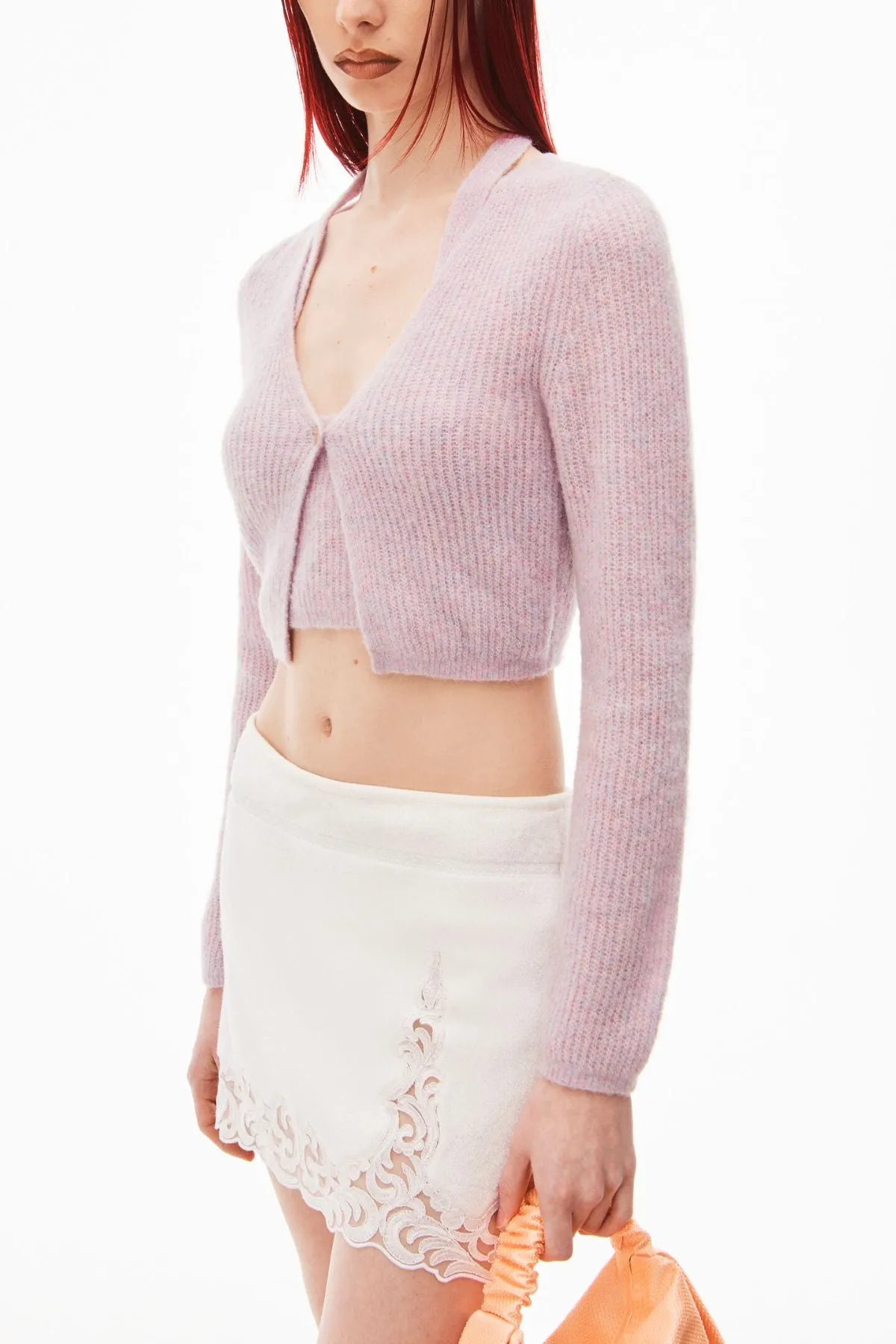 alexanderwang.t Twinset Halter Knit Cardigan - Lavender Frost