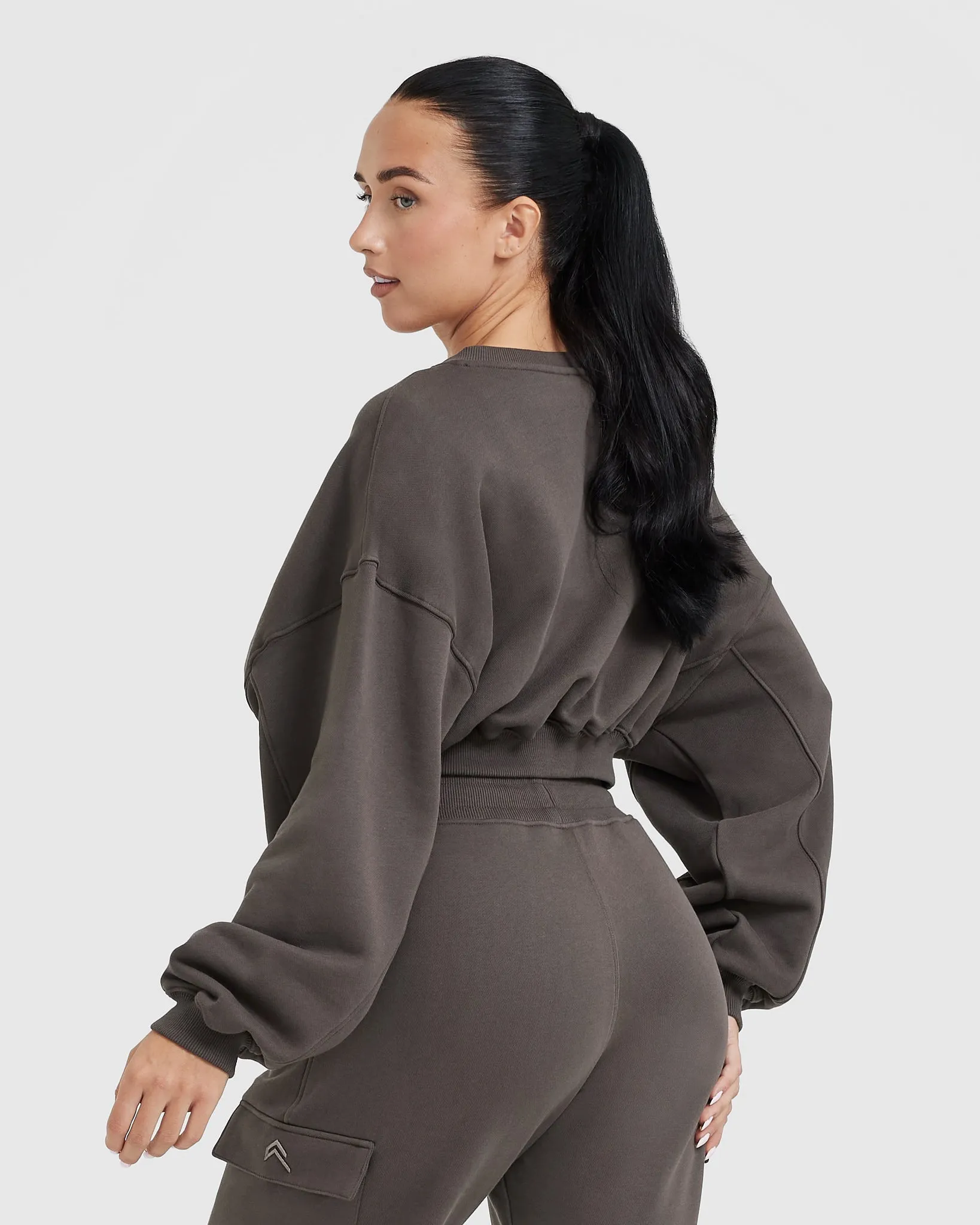 All Day Lightweight Oversized V-Neck Sweatshirt | Deep Taupe