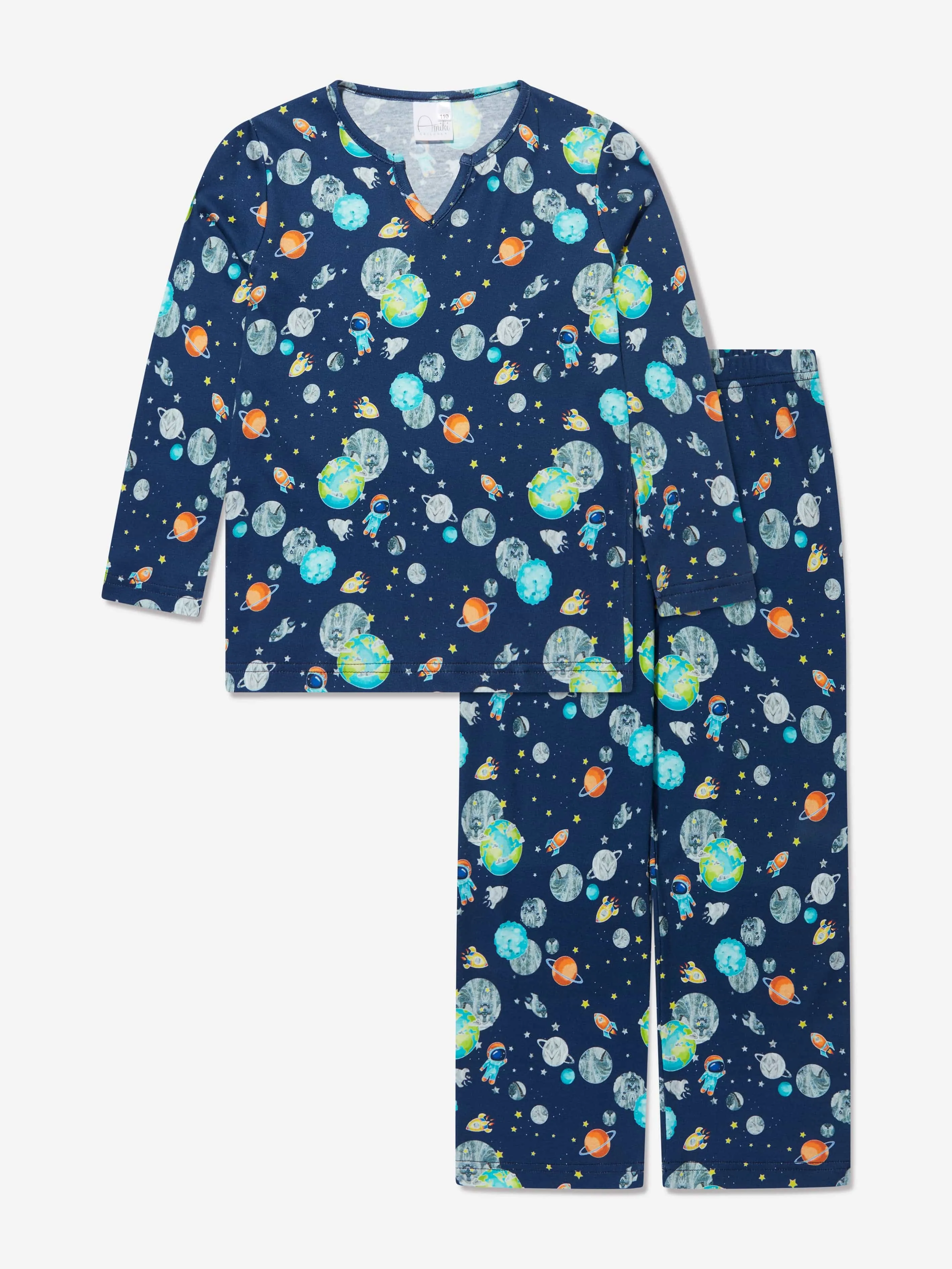 Amiki Children Boys Chris Space Print Pyjama Set in Blue