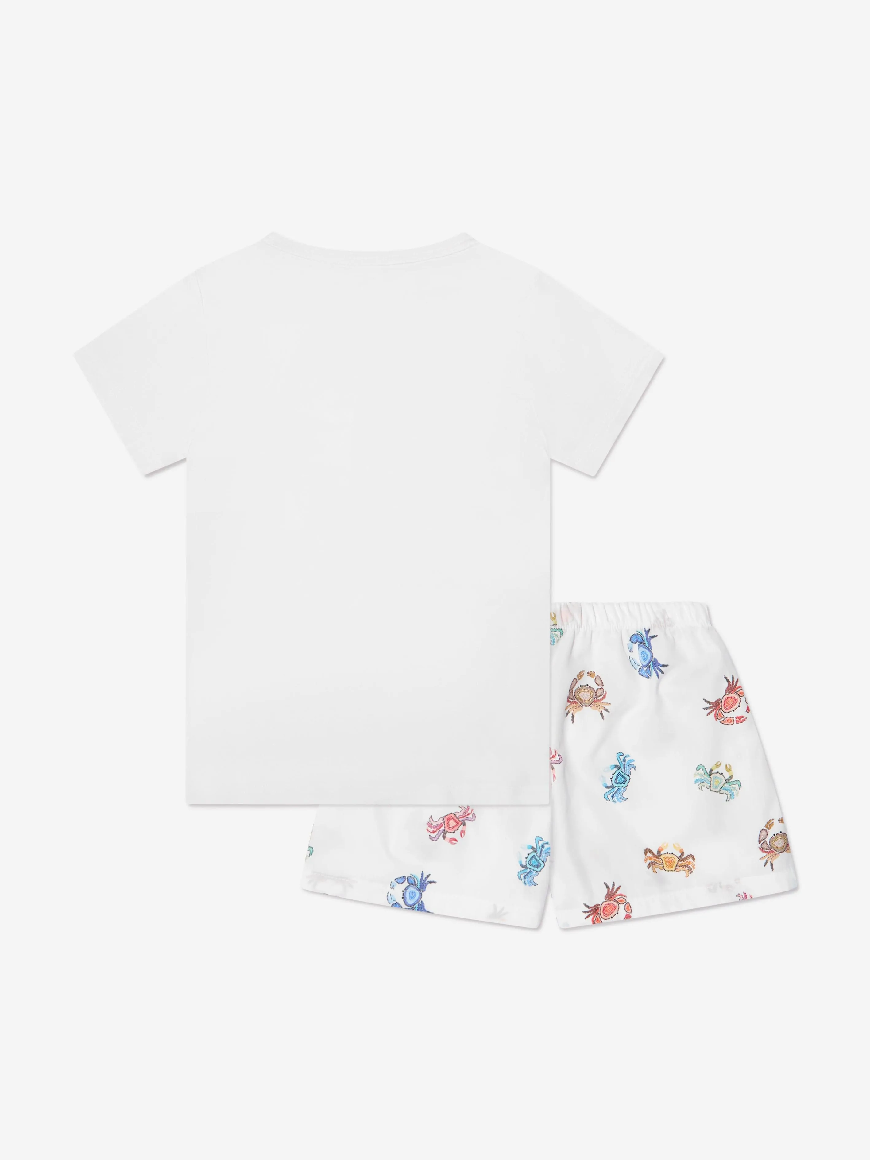 Amiki Children Boys Leon Crab Print Short Pyjama Set in White