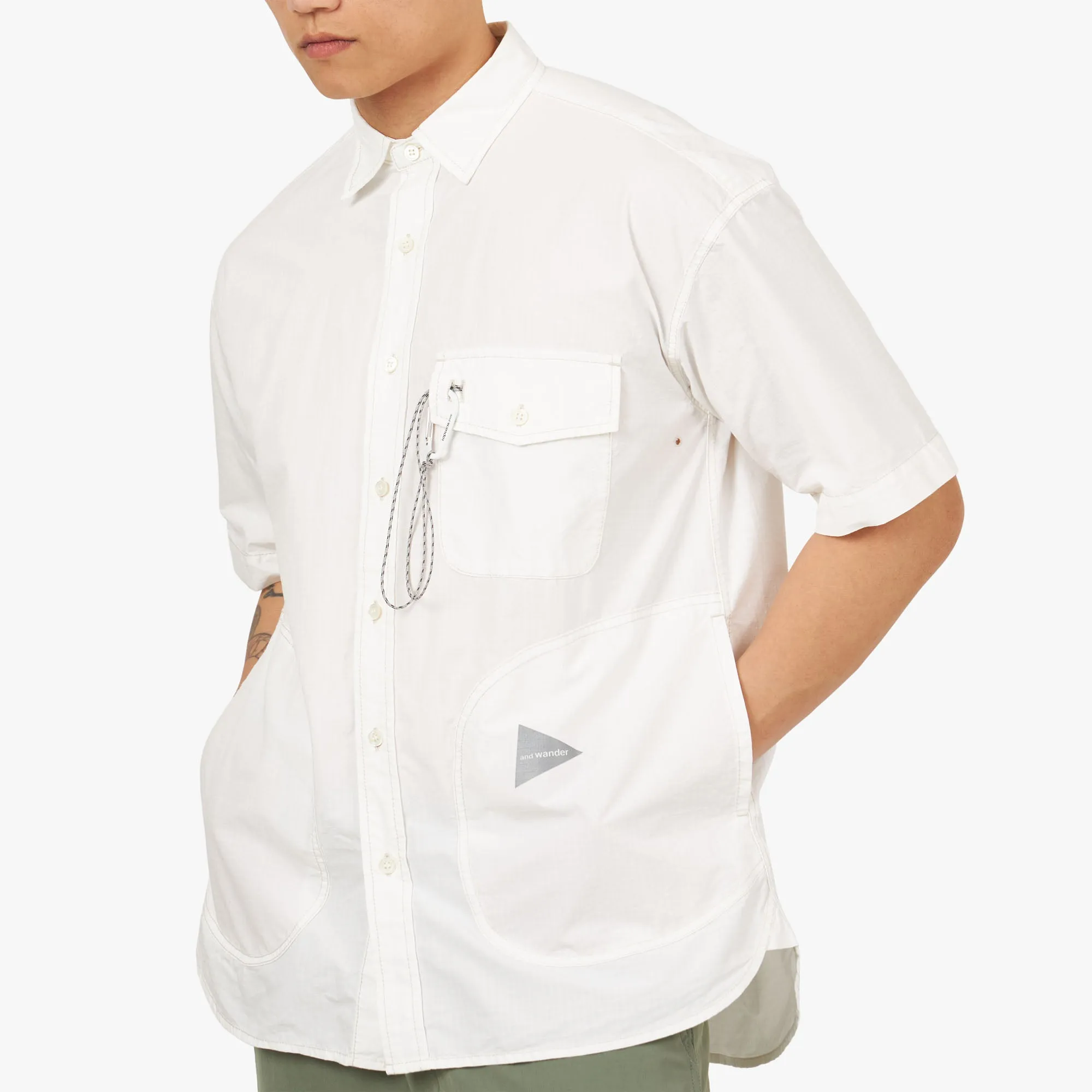 and wander Rip Short Sleeve Shirt / White