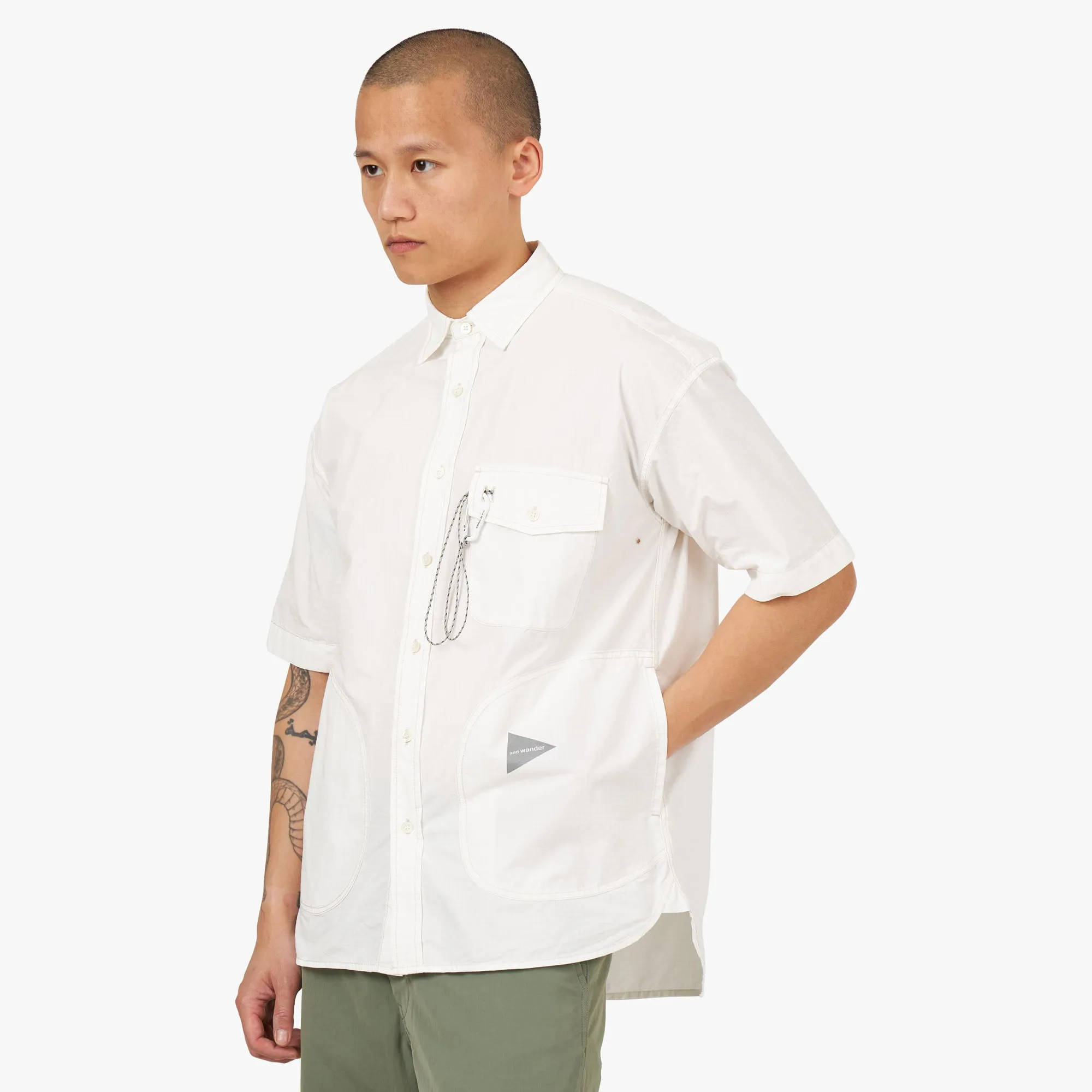 and wander Rip Short Sleeve Shirt / White