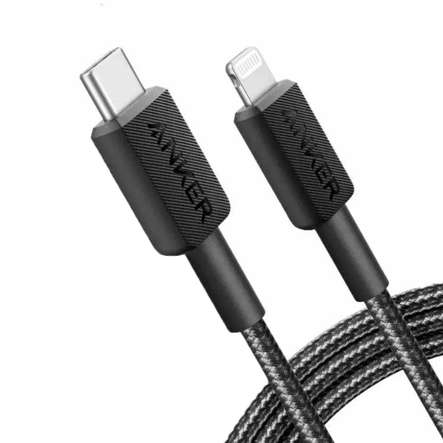 Anker 322 USB-C - Lightning Kabel 60W PD m. Nylon 90Cm - Sort