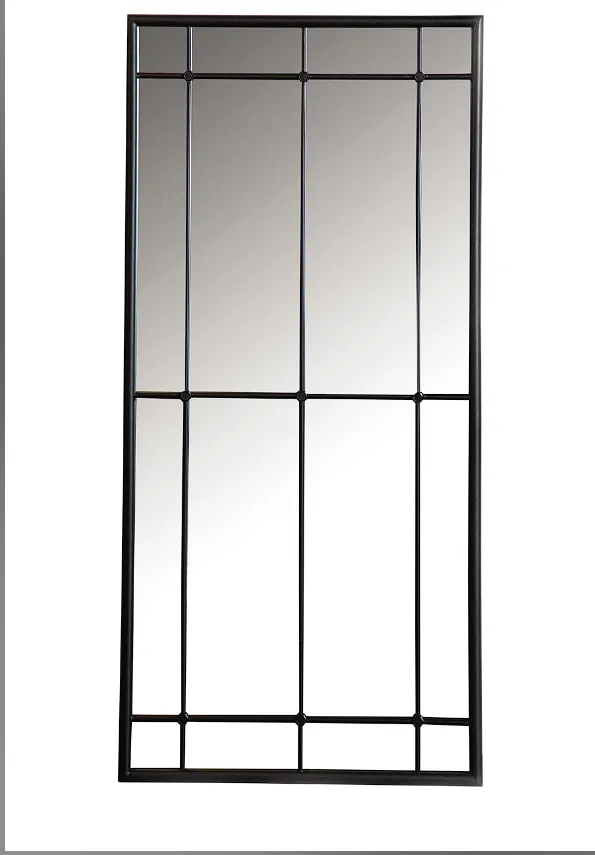 Annetta Rectangular Window Pane Wall Mirror Black