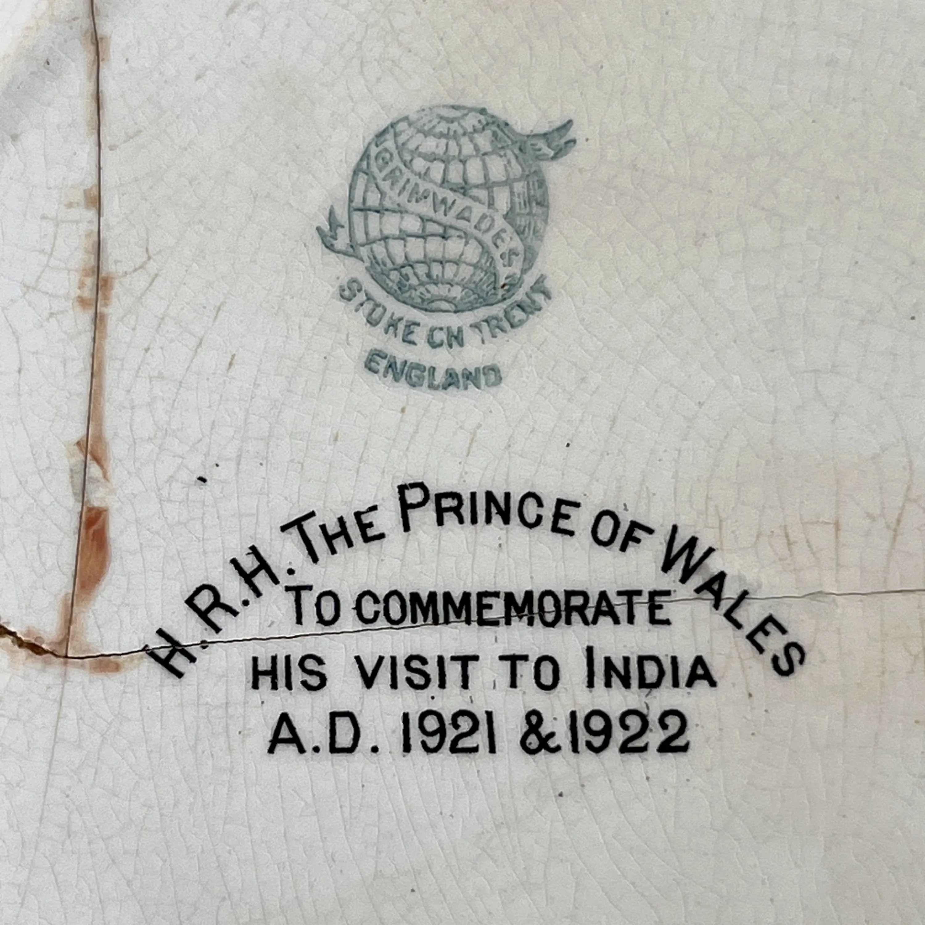 Antique 1921 Prince of Wales Tour of India Commemorative Plate King Edward VIII AS IS Rare