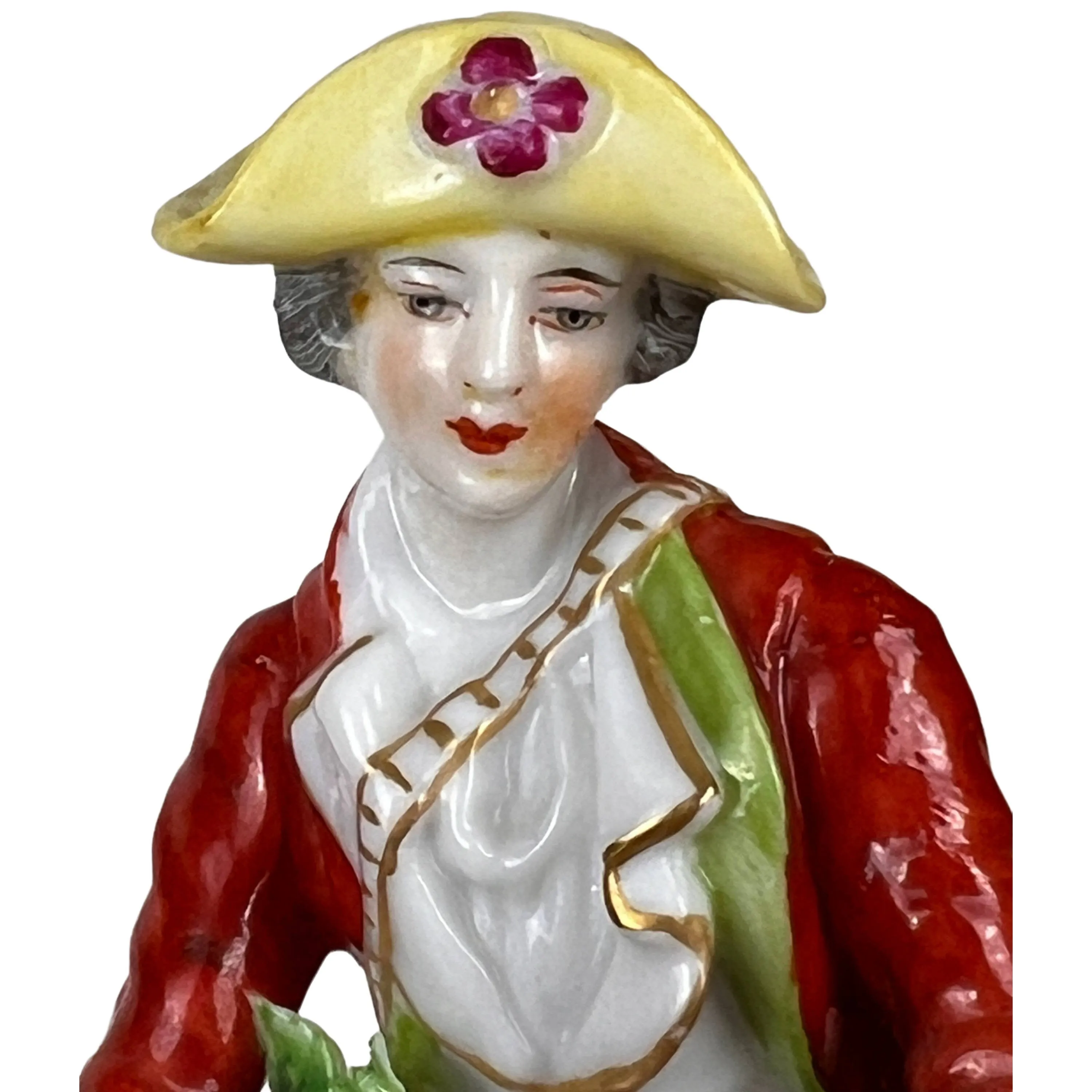 Antique French Porcelain Figurine Edme Samson Chelsea Gold Anchor Mark Man w Grapes