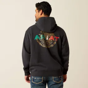 Ariat Men's Black Heather Mexico Flag Lockup Hoodie 10051998