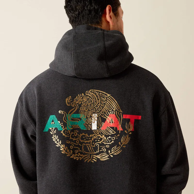 Ariat Men's Black Heather Mexico Flag Lockup Hoodie 10051998