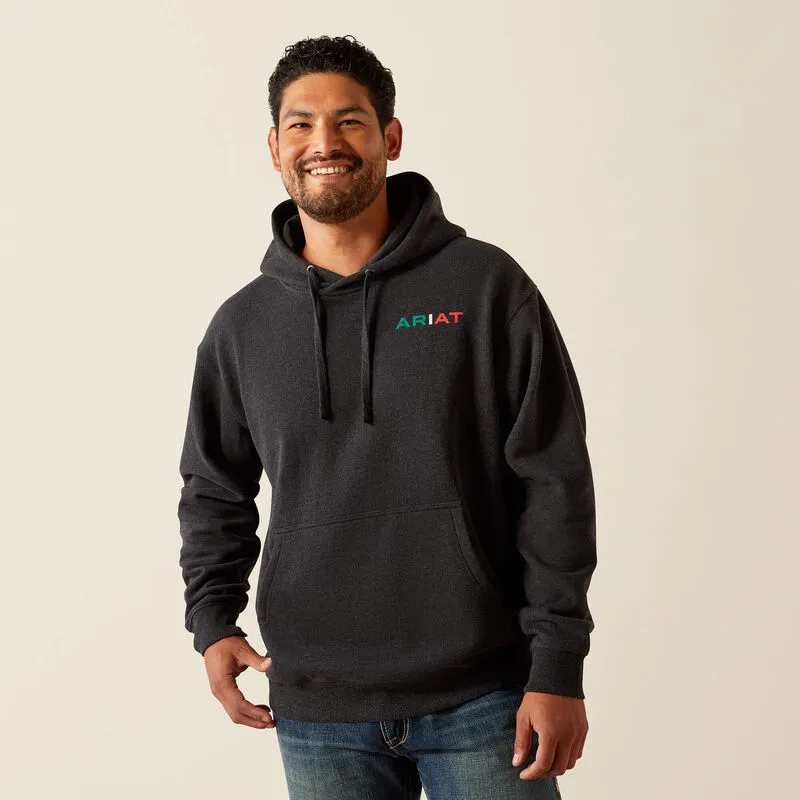 Ariat Men's Black Heather Mexico Flag Lockup Hoodie 10051998