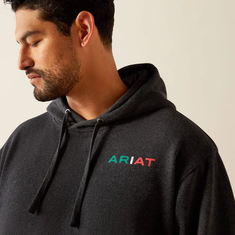 Ariat Men's Black Heather Mexico Flag Lockup Hoodie 10051998